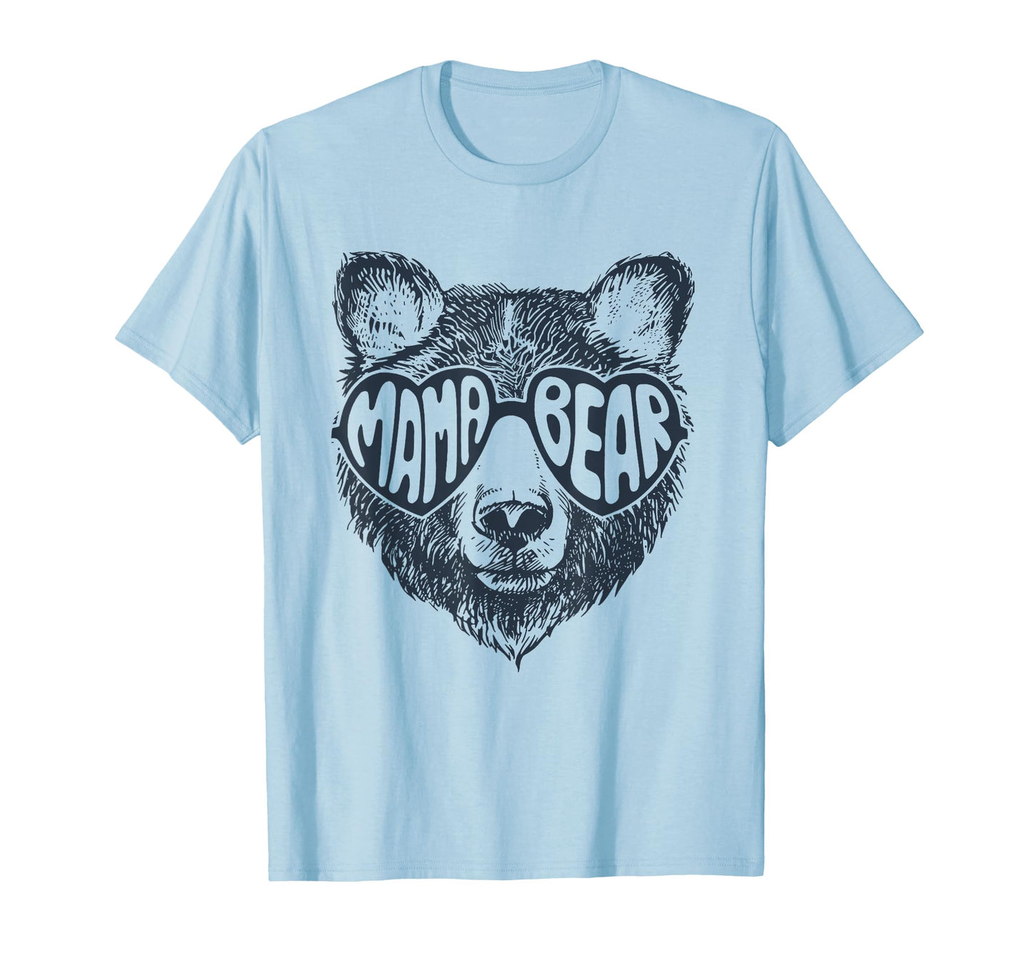 Mama Bear Face Sunglasses Print Mother's Day T-Shirt