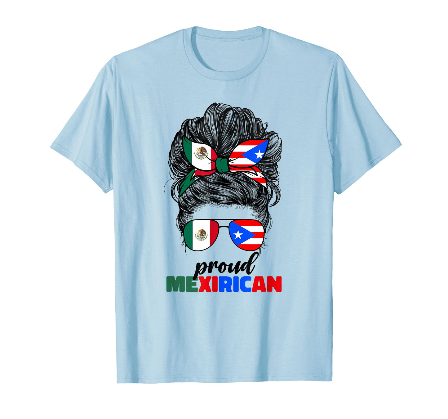 Half Mexican And Puerto Rican Rico Flag Mexirican Girl Women T-Shirt
