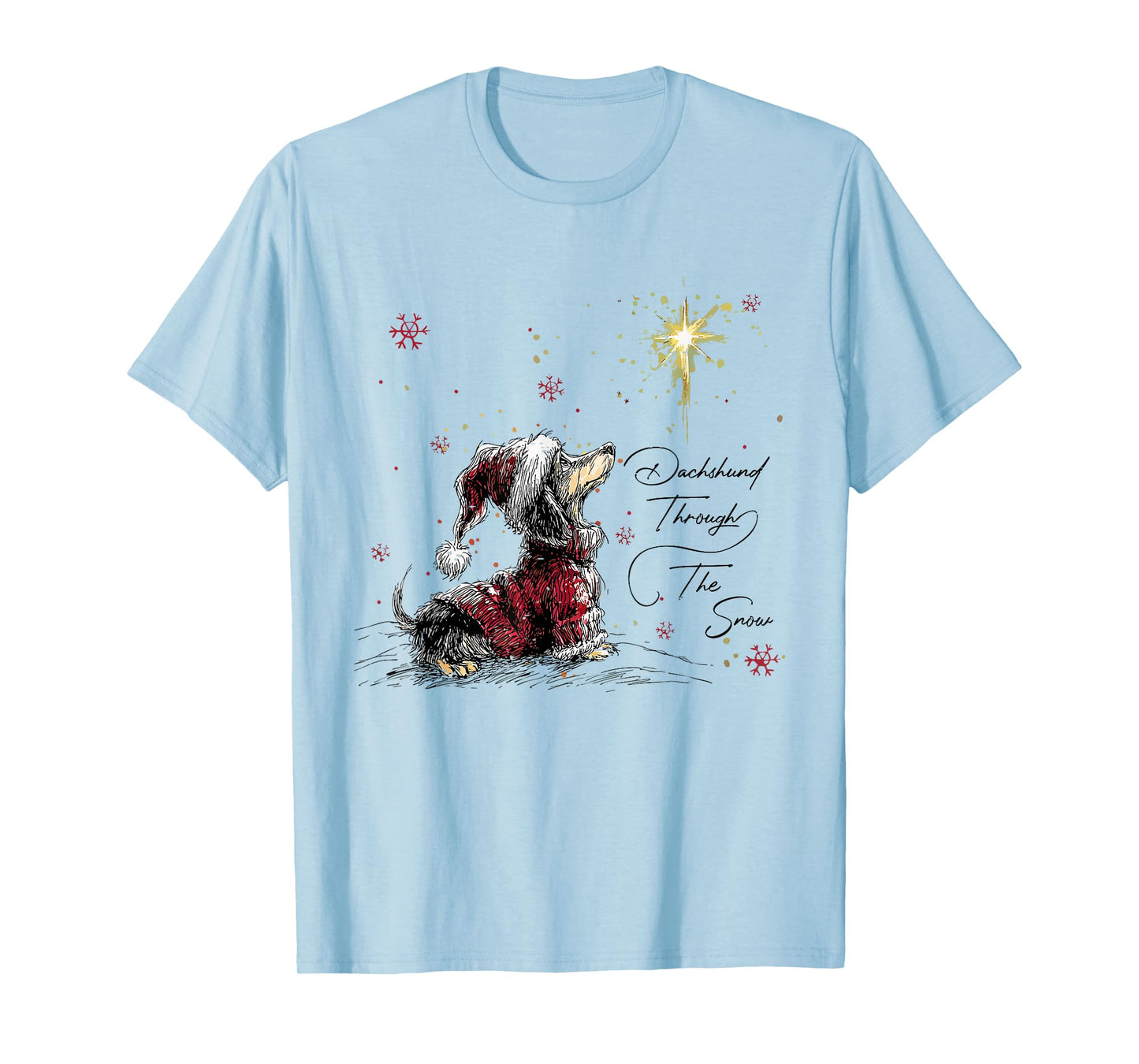 Funny Christmas Weiner Dog Lover Dachshund Through The Snow T-Shirt