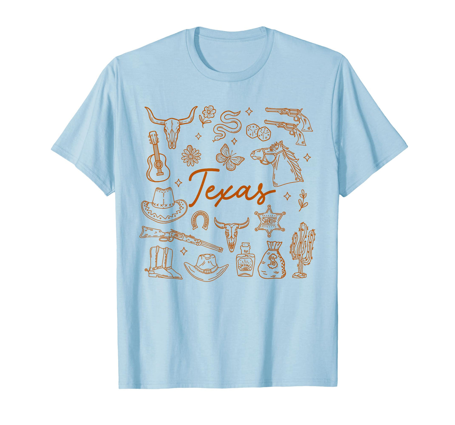 Texas Hometown Doodles Wild West Rodeo Cowboys Cowgirls T-Shirt