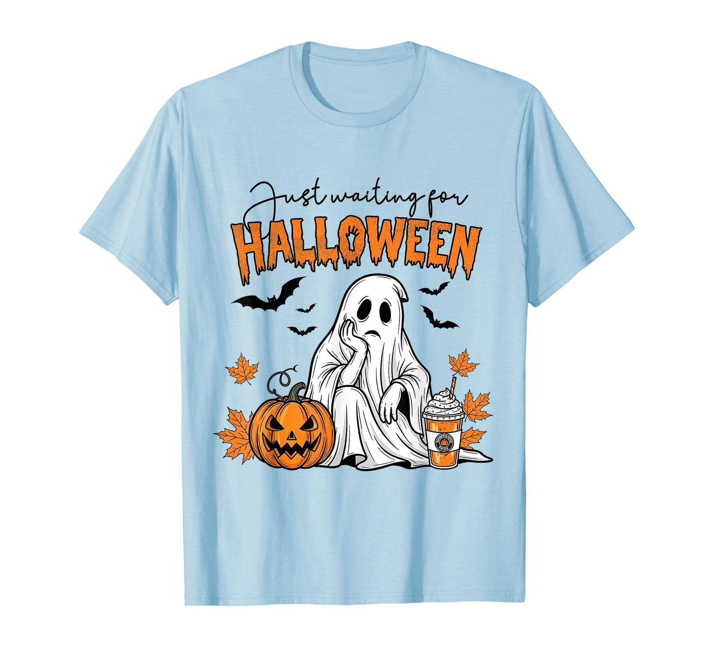 Just Waiting For Halloween Ghost Spooky Summer Vacation T-Shirt