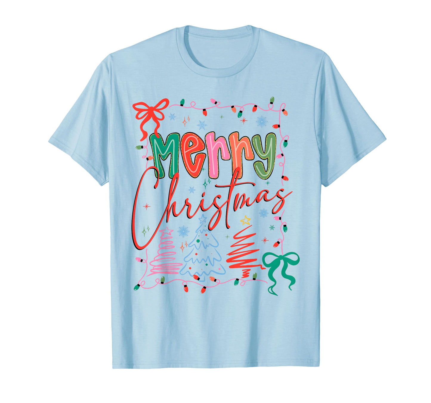 Xmas Buffalo Plaid Red White Green Merry Christmas Tree T-Shirt