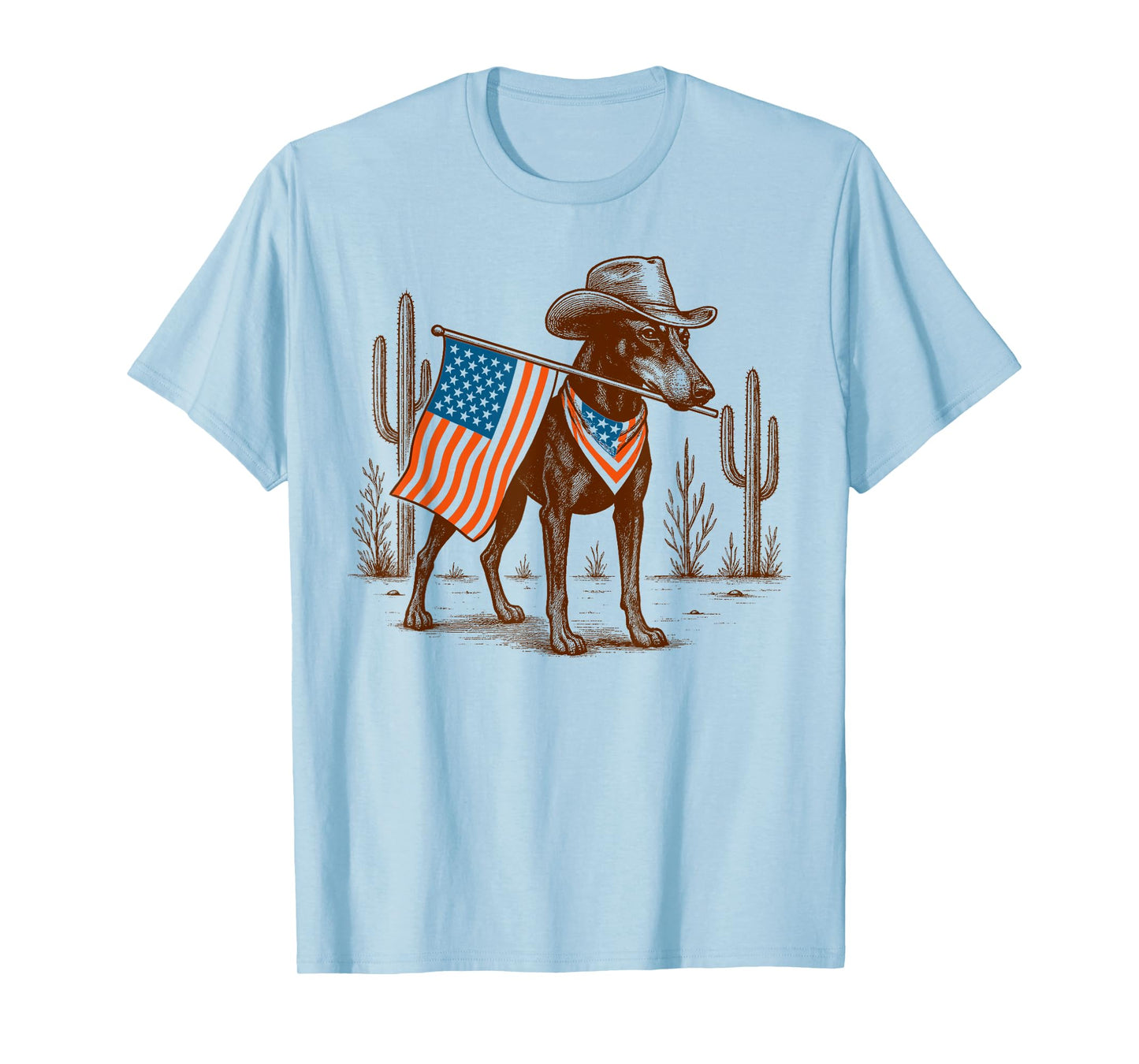 4th Of July Doberman Lover Western Desert Vibes Freedom T-Shirt