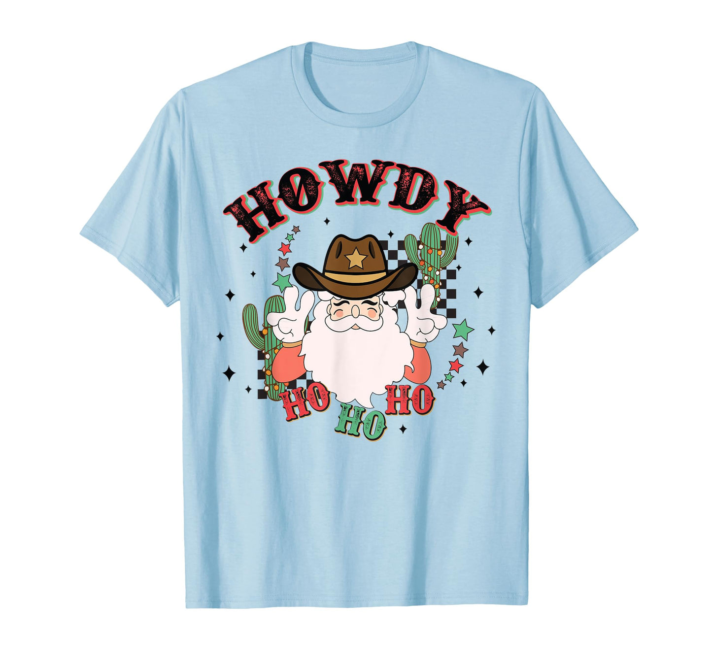 Vintage Howdy Ho Ho Ho Santa Cowboy Christmas Western T-Shirt
