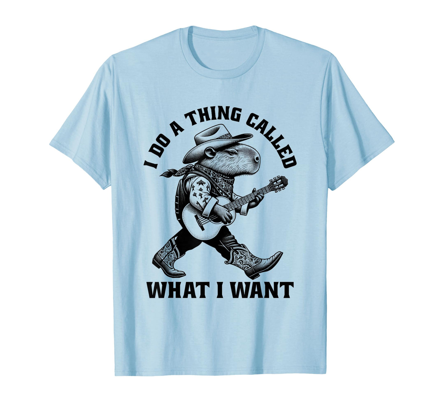 Retro Cowboy Capybara Guitar Funny Western Country Music T-Shirt