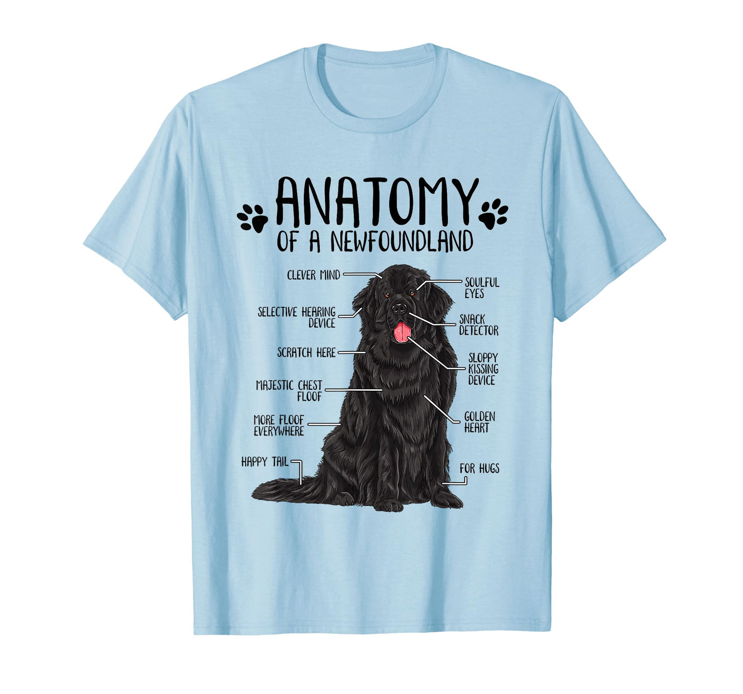 Funny Anatomy Newfoundland Dog Cute Newfie Lover T-Shirt