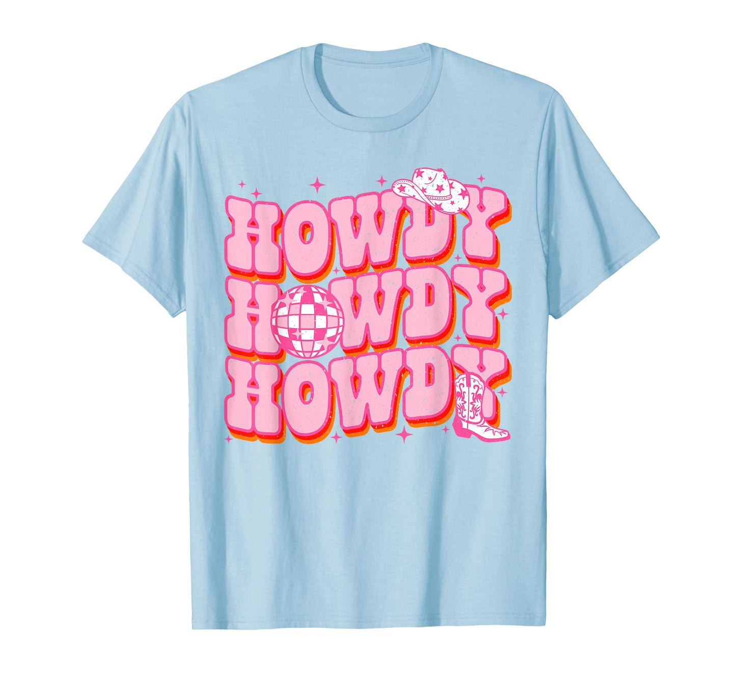 Howdy Southern Western Girl Country Rodeo Pink Cowgirl Disco T-Shirt