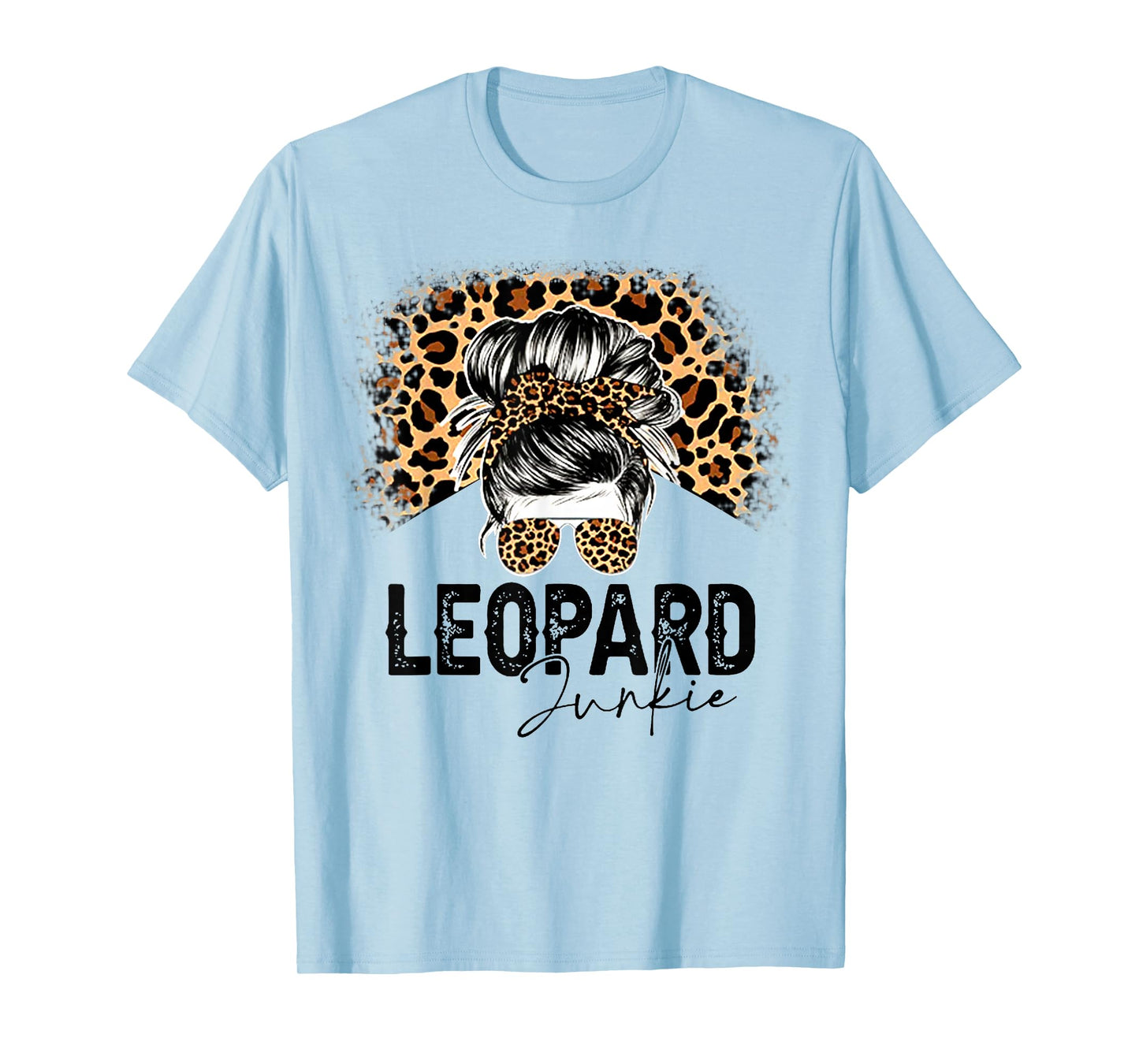 Messy Bun Leopard Junkie Sunglasses Hello Summer Mothers Day T-Shirt