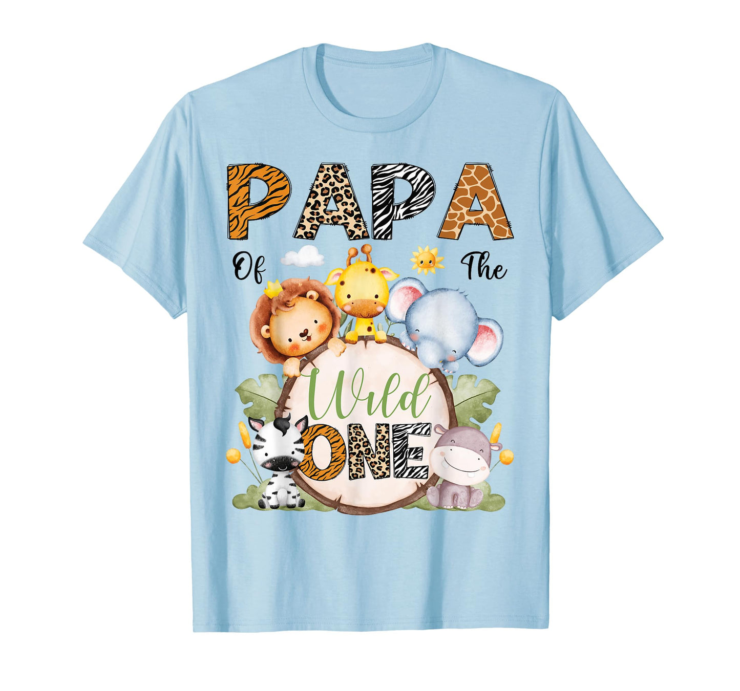 Papa Of The Wild One 1St Birthday Boy Safari Animals T-Shirt