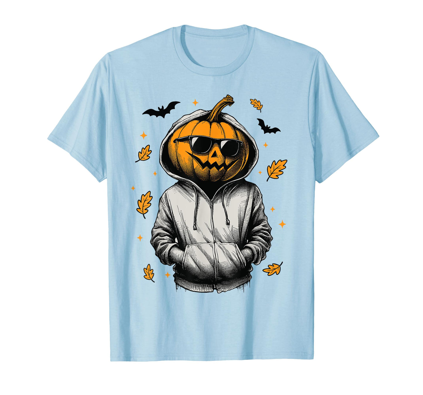 Pumpkin Face With Sunglasses Cool Halloween Boys Men Kids T-Shirt