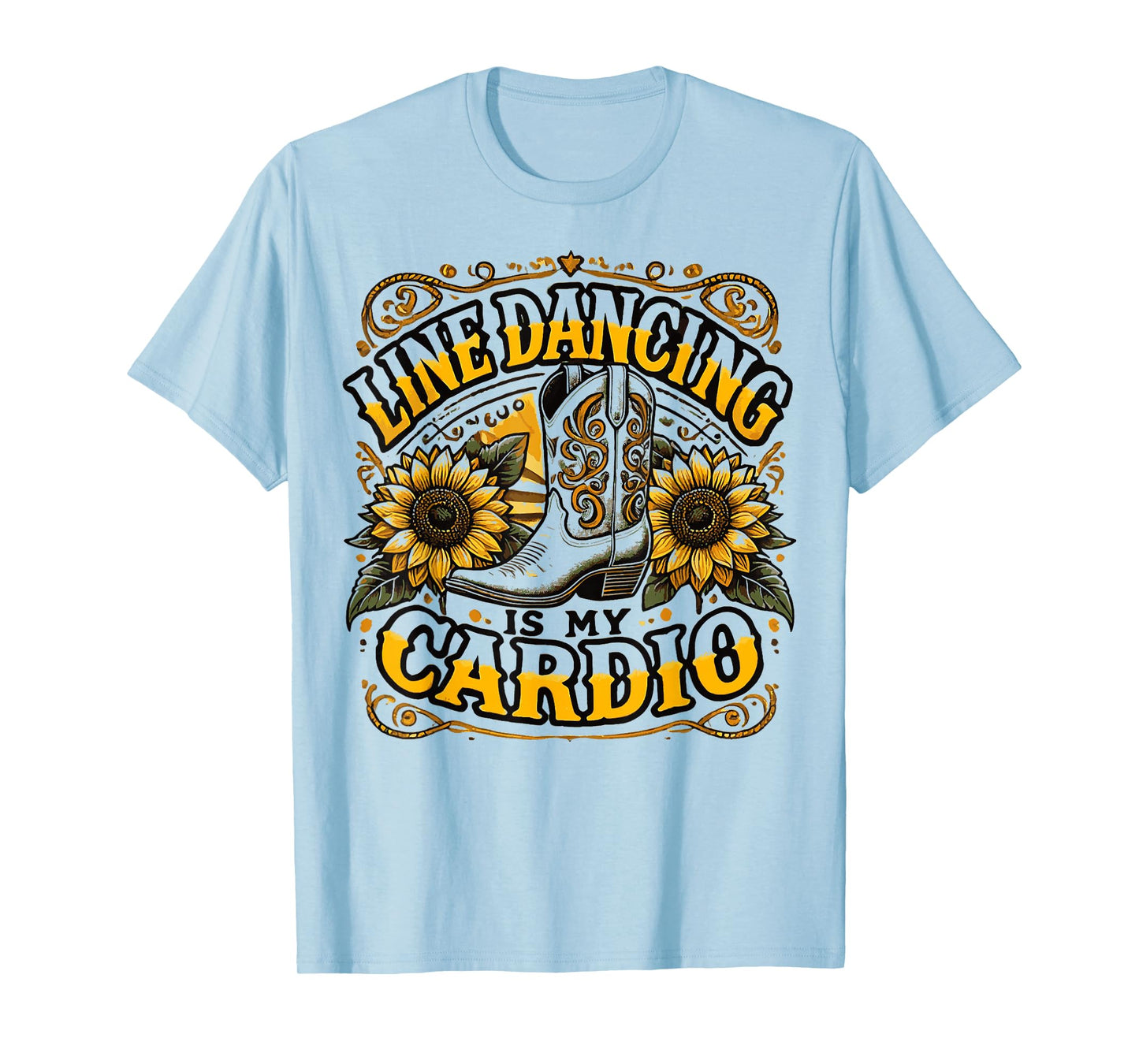 Line Dancing Is My Cardio Folk Style Western Country Music T-Shirt