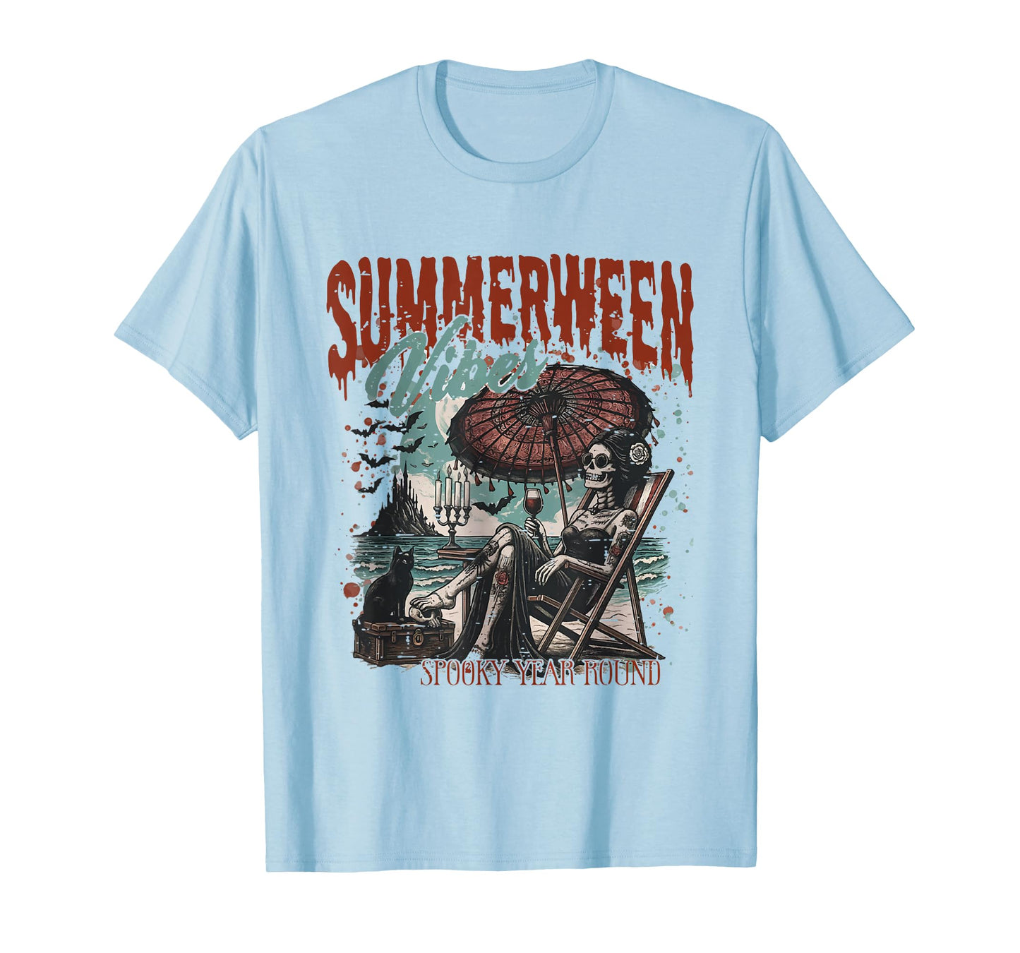 Summerween Vibes Spooky Year Round Horror Halloween Summer T-Shirt