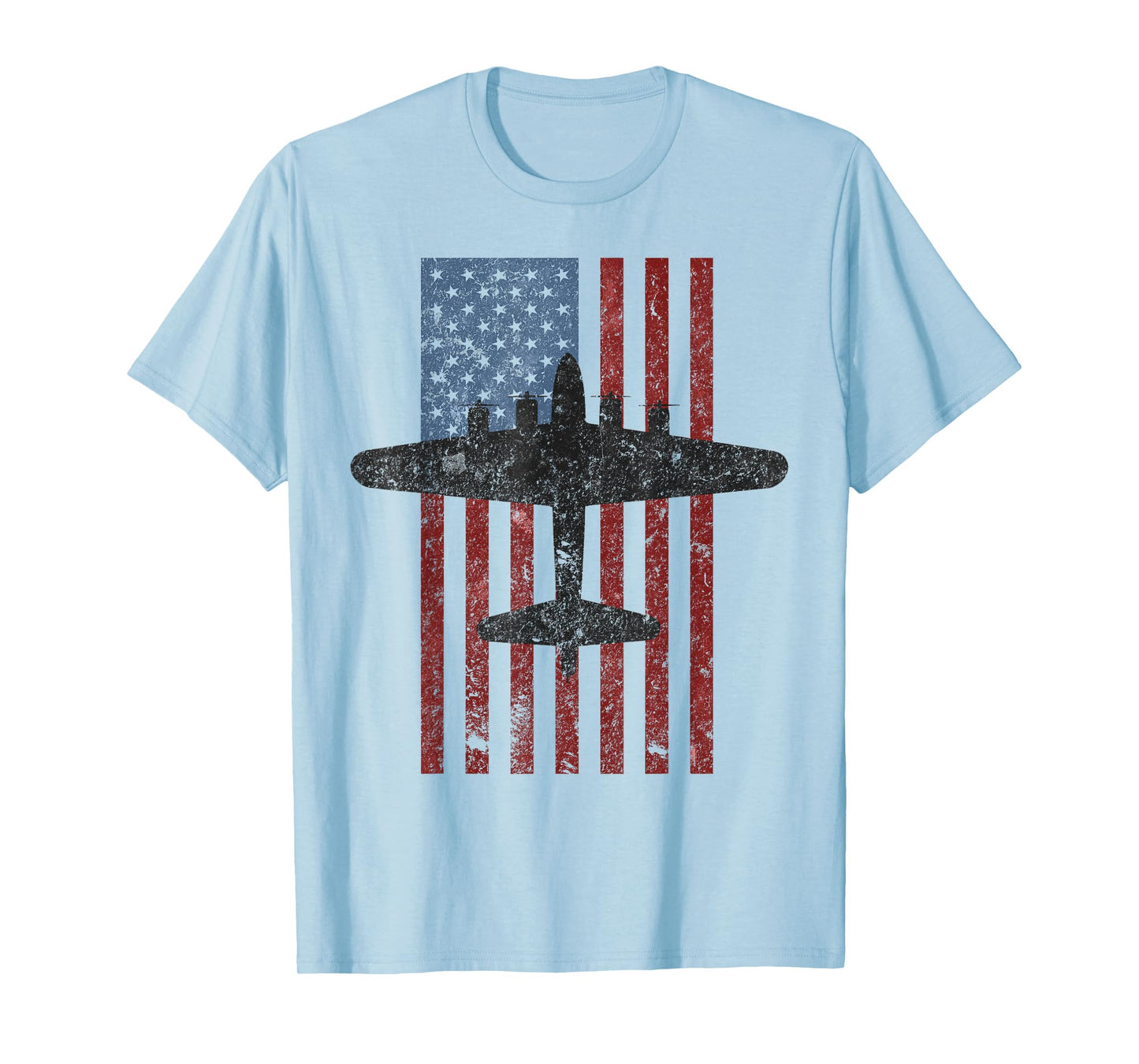 B-17 Flying Fortress WWII Bomber Vintage American Flag Tee T-Shirt