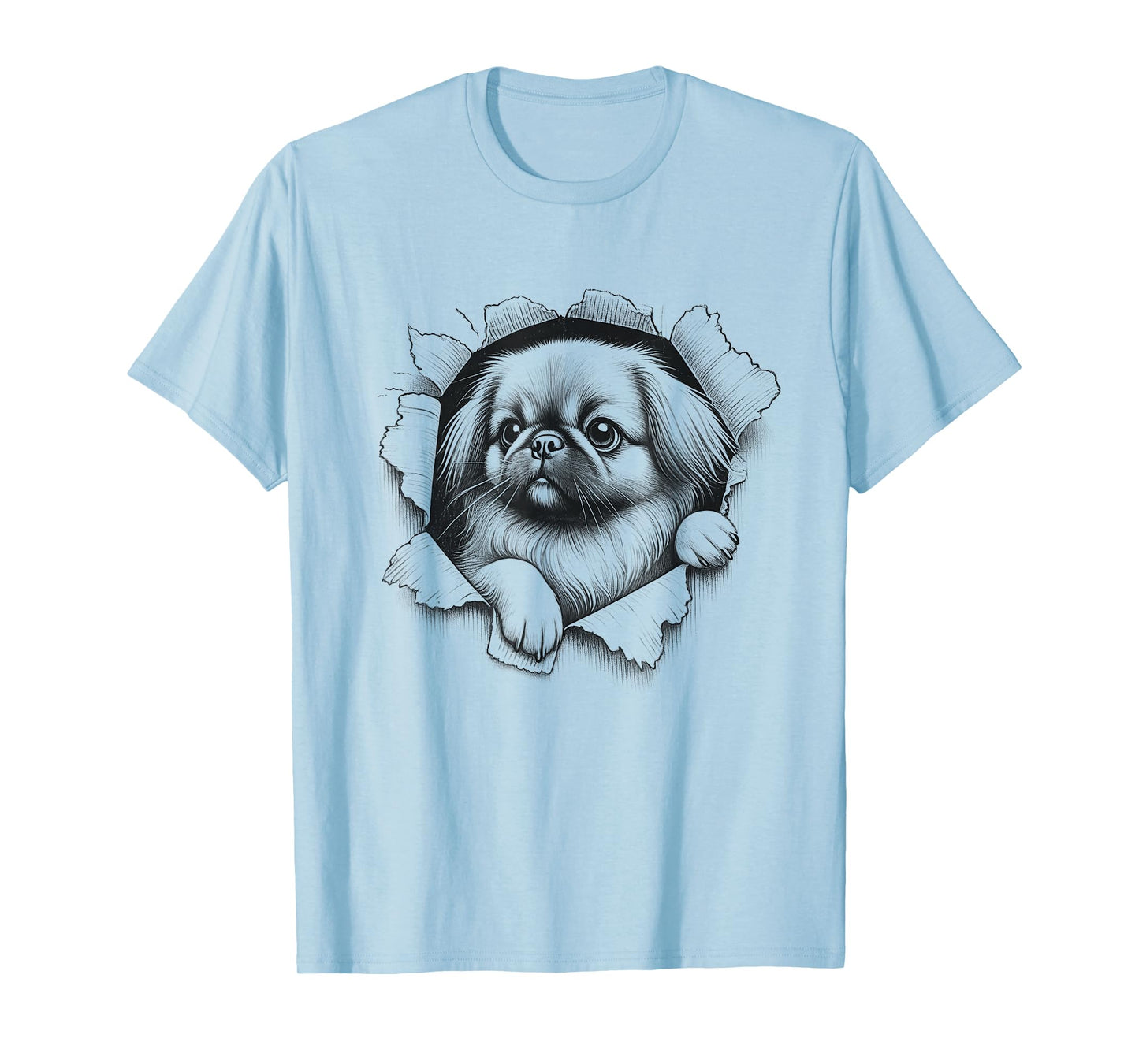 Funny Pekingese Peeking Dog Design Idea T-Shirt