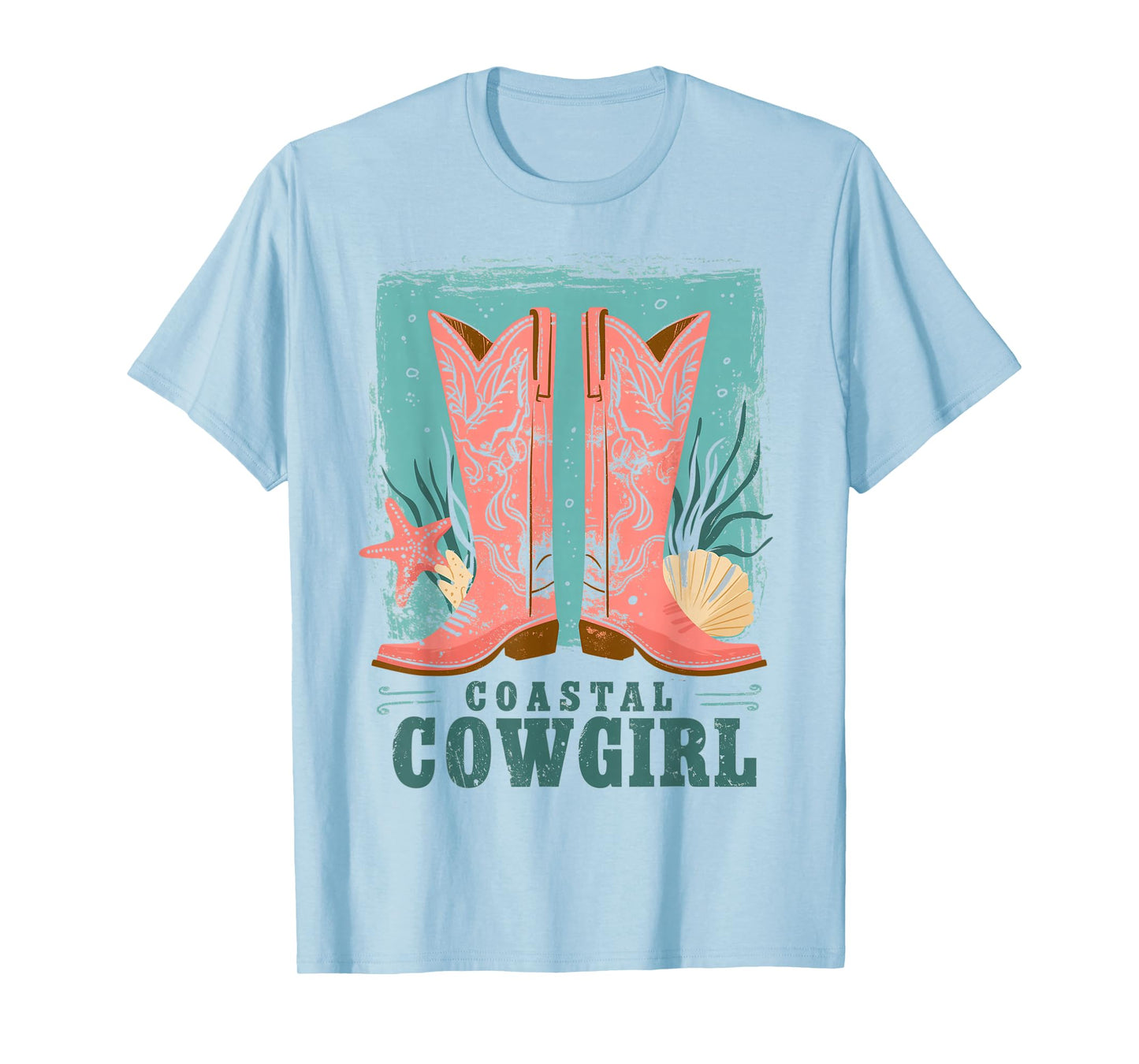 Coastal Cowgirl | Western Country Beach Surfer Girl Cowboy T-Shirt