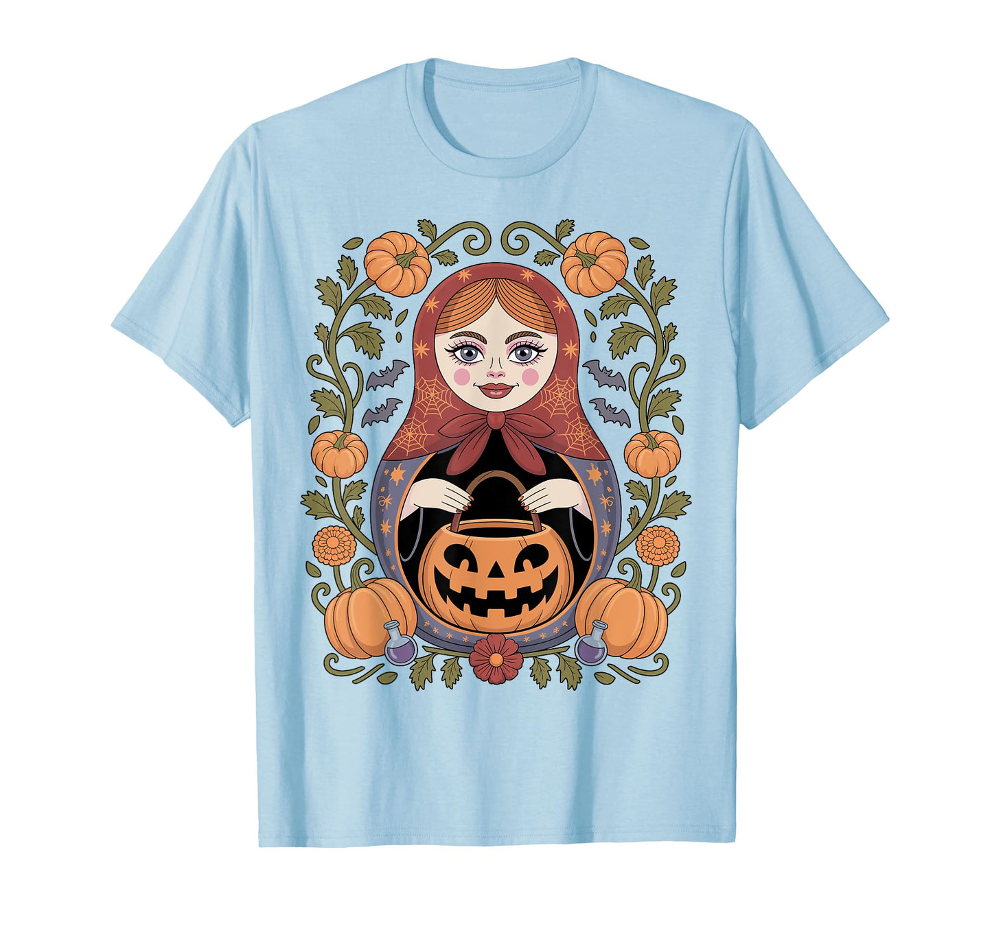 Russian Culture Khokhloma Doll Matroska Halloween T-Shirt