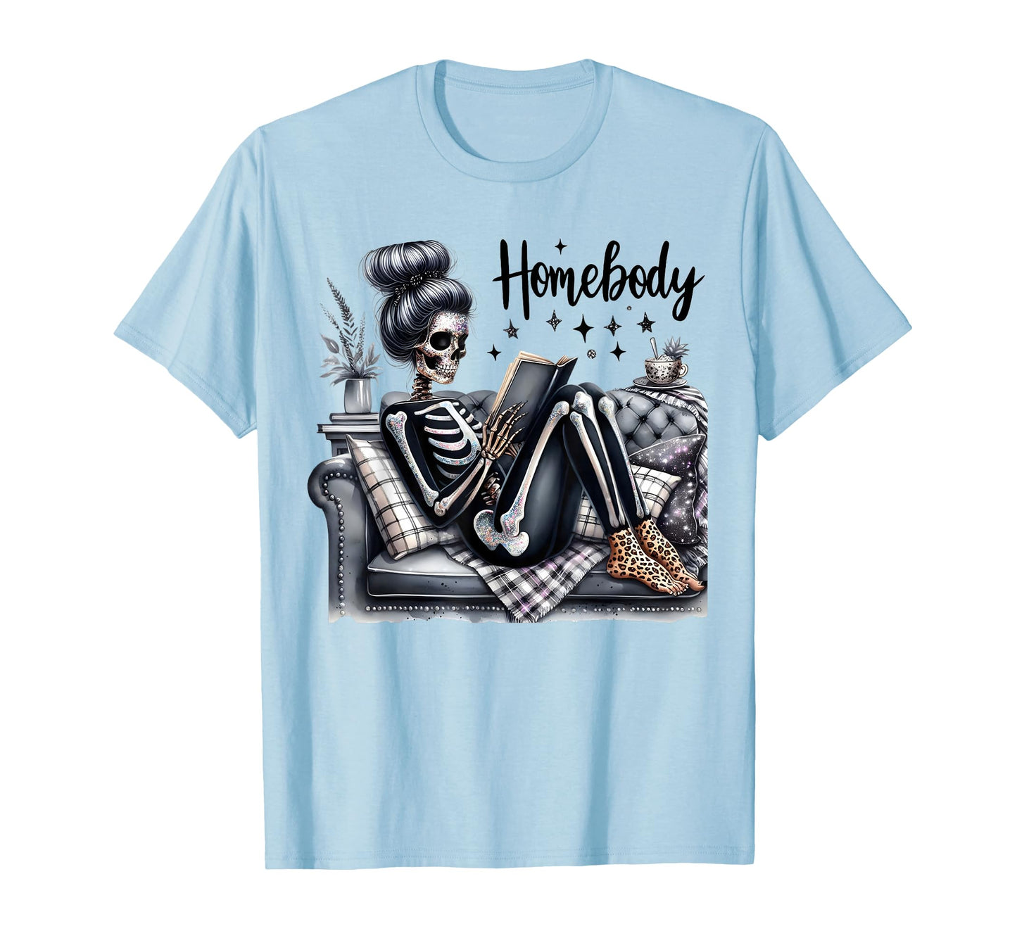 Funny Skeleton Homebody Anti Social Club Women T-Shirt