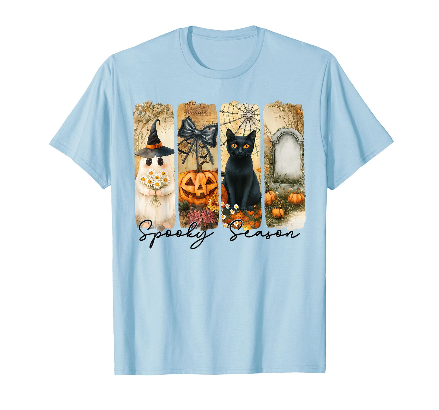 Spooky Season Vintage Halloween Ghost Coquette Fall Pumpkin T-Shirt