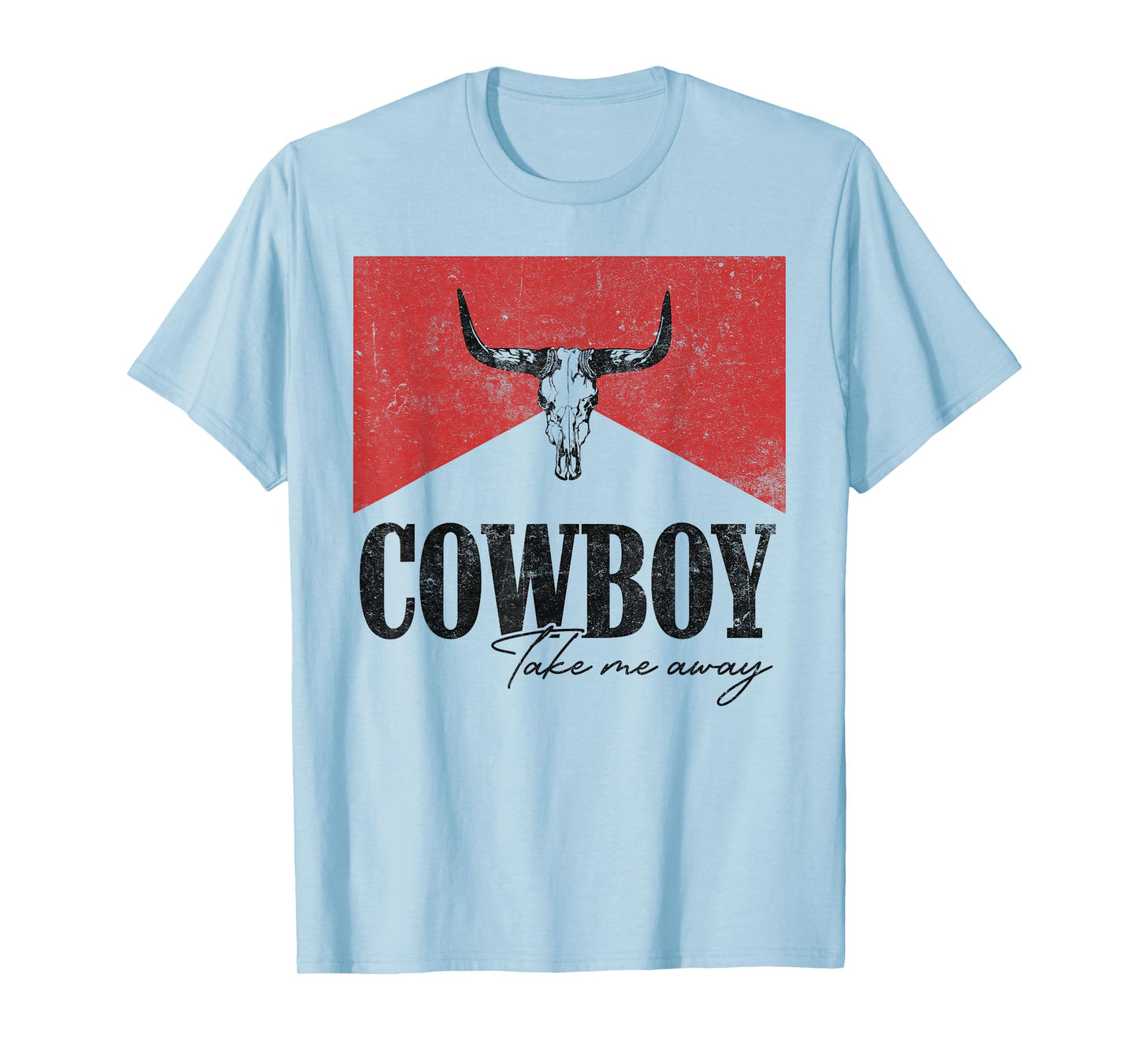 Vintage Leopard Bull Skull Cowboy Take Me Away T-Shirt