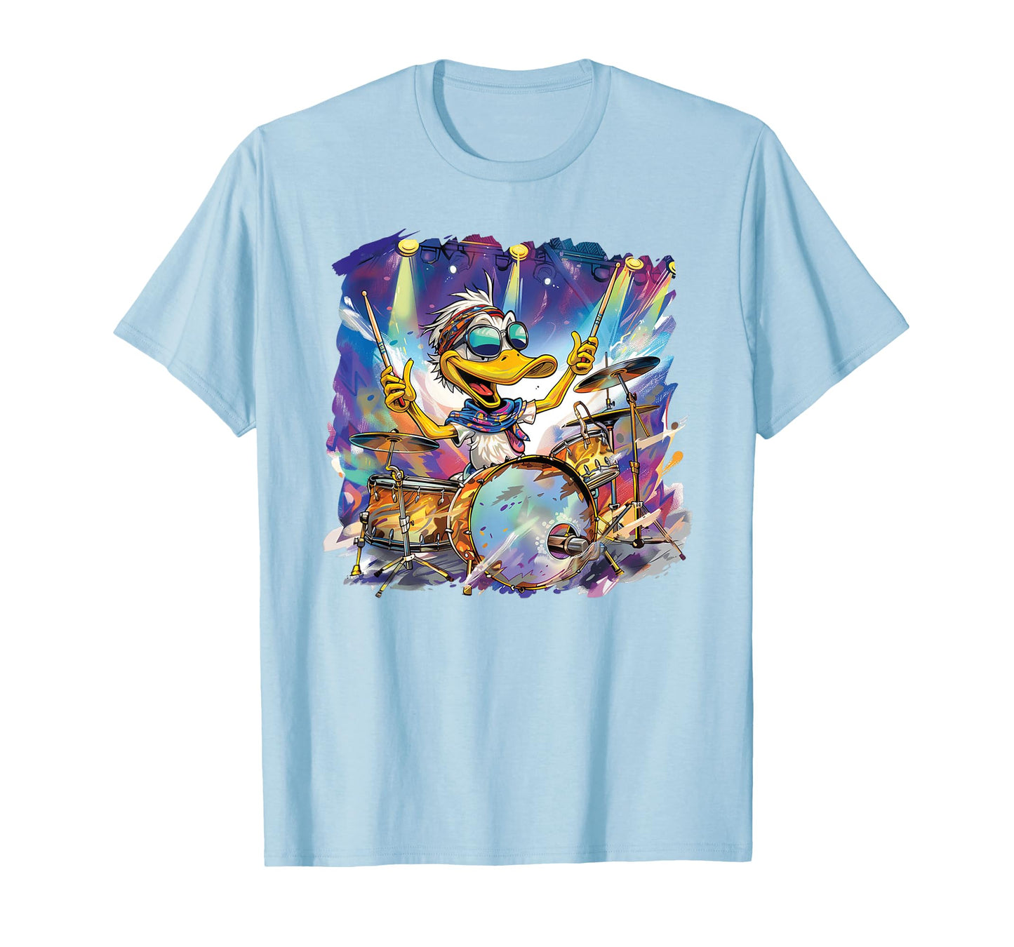 Duck Playing A Drum Set, A Funny Cute Cartoon Duck T-Shirt