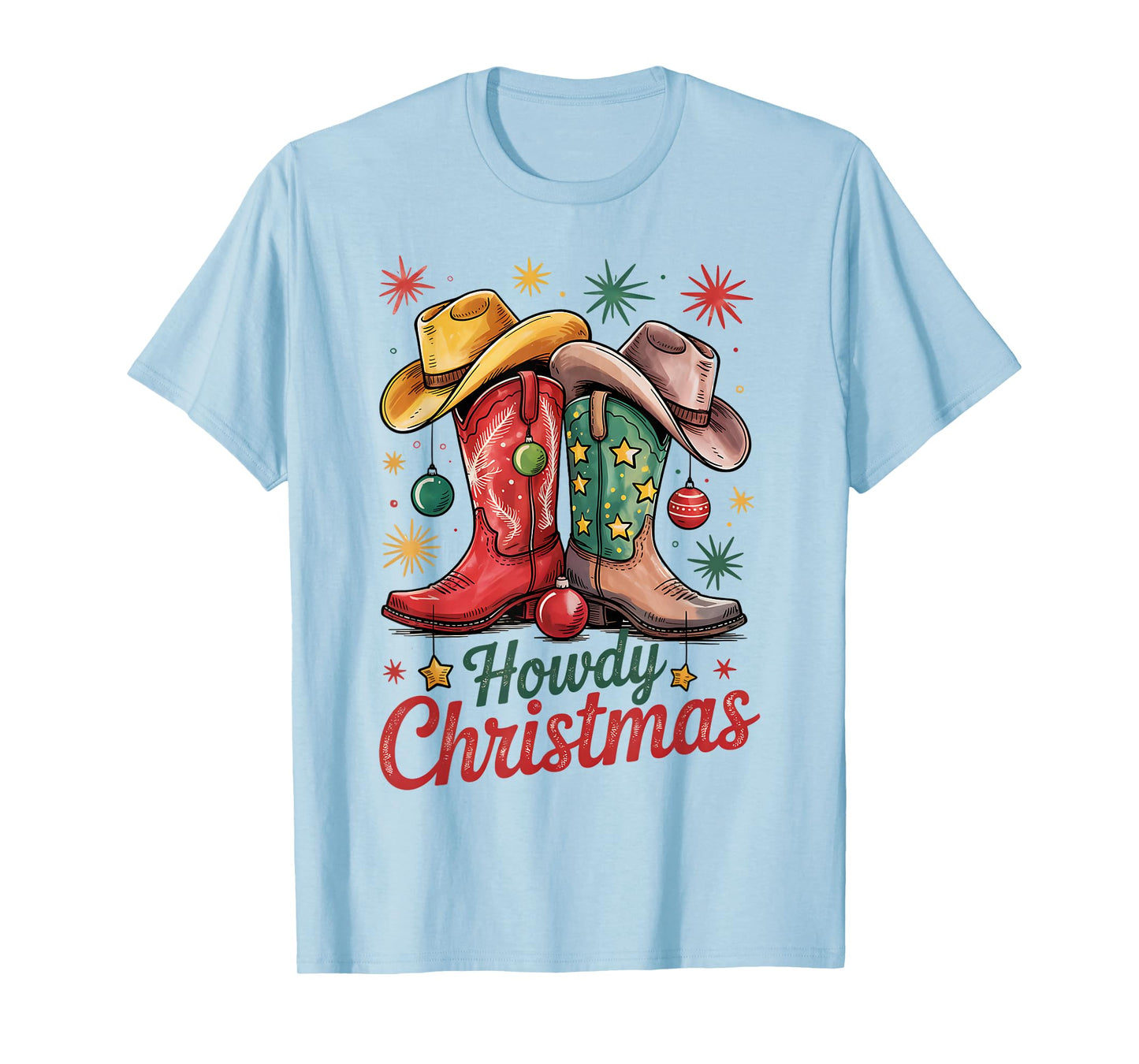 Howdy Christmas Xmas Cowboy Boots Western Cowgirl Rodeo T-Shirt
