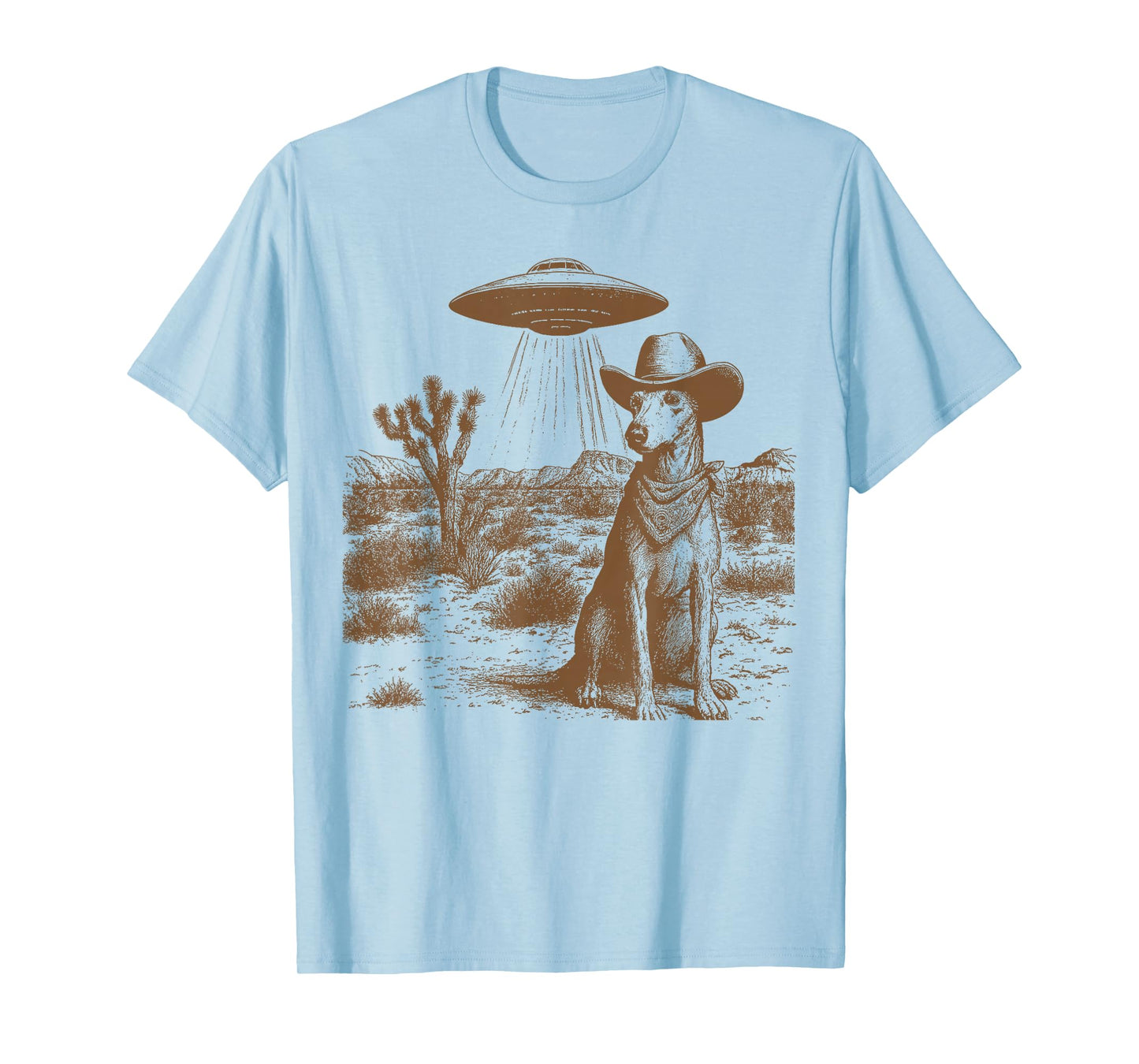 Vintage UFO Cowboy Greyhound Retro 90s Western Funny Alien D T-Shirt