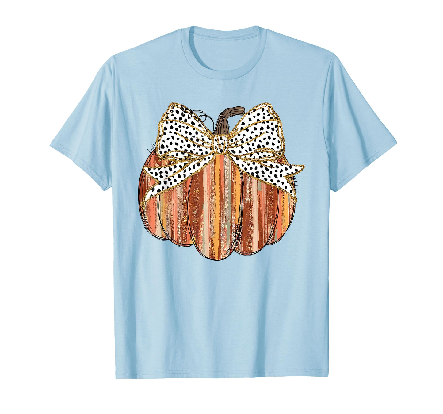 Coquette Bow Pumpkin Season Autumn Fall Leaves Thanksgiving T-Shirt