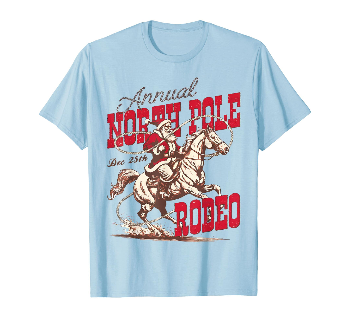 Vintage North Pole Rodeo Cowboy Santa Country Christmas T-Shirt
