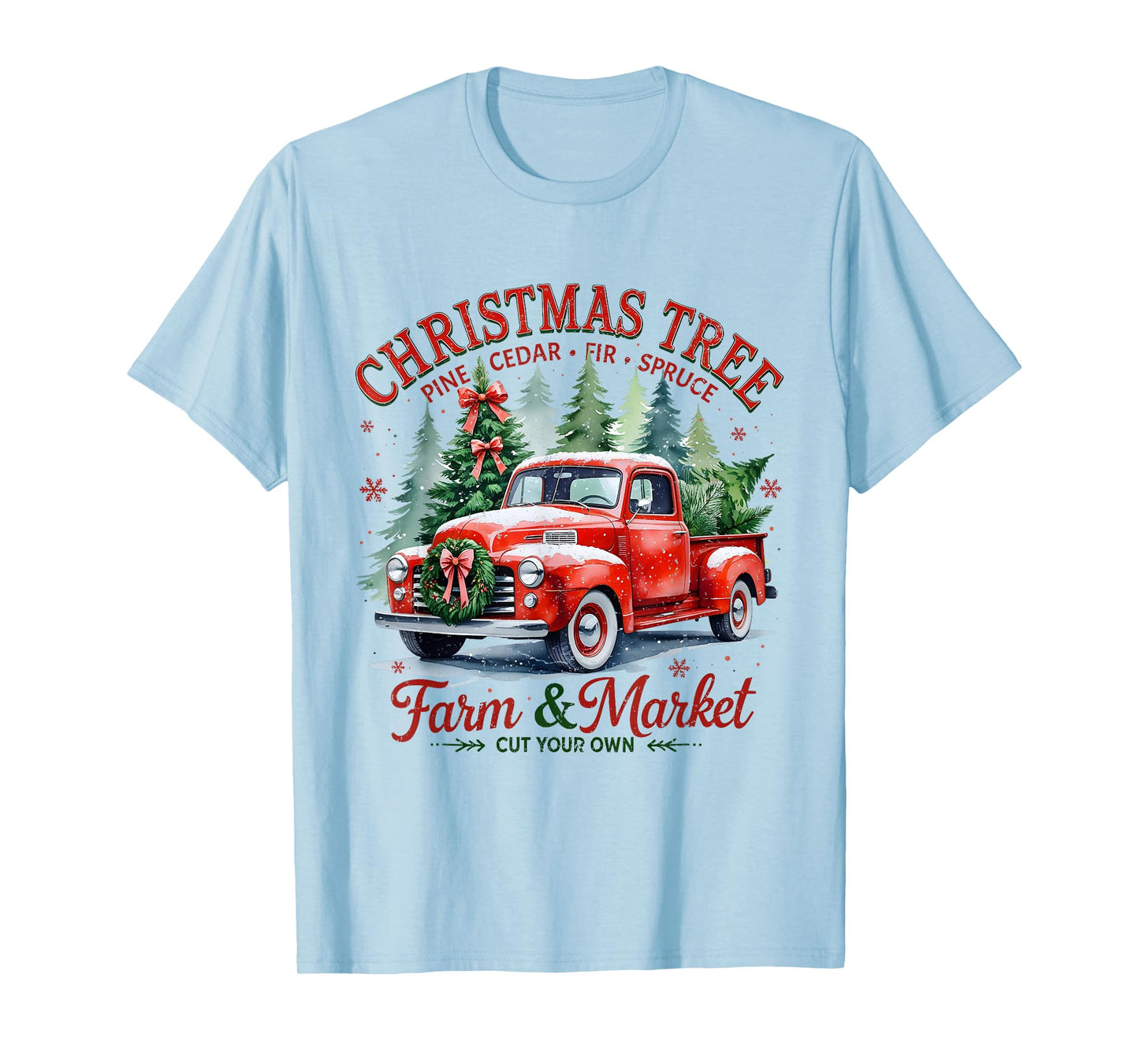 Christmas Tree Farm Red Truck Holiday Vintage Tee T-Shirt