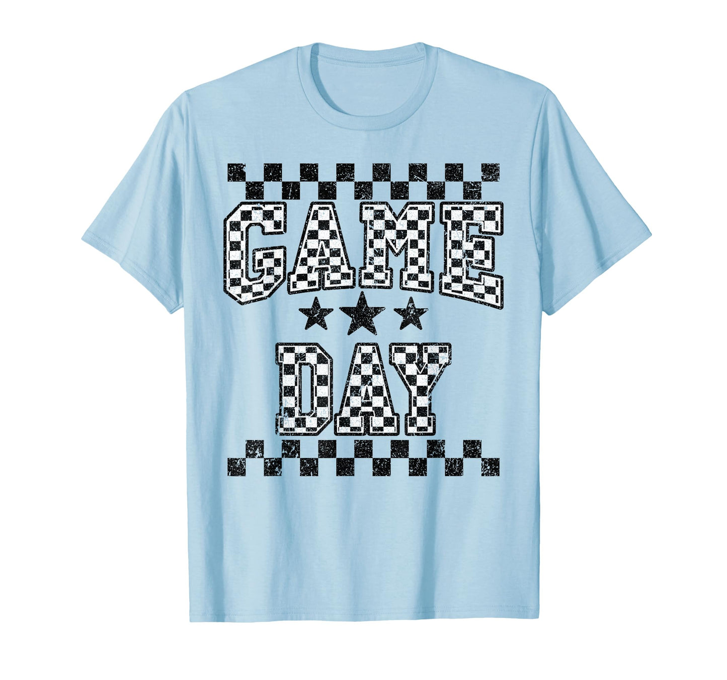 Retro Black White Football Season Checkered Game Day T-Shirt