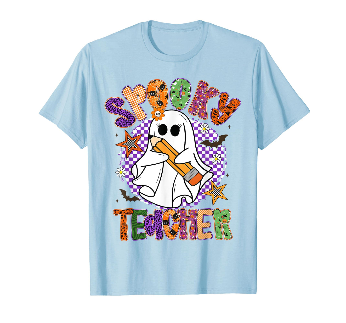Spooky Teacher Trick Or Teach Retro Ghost Halloween T-Shirt
