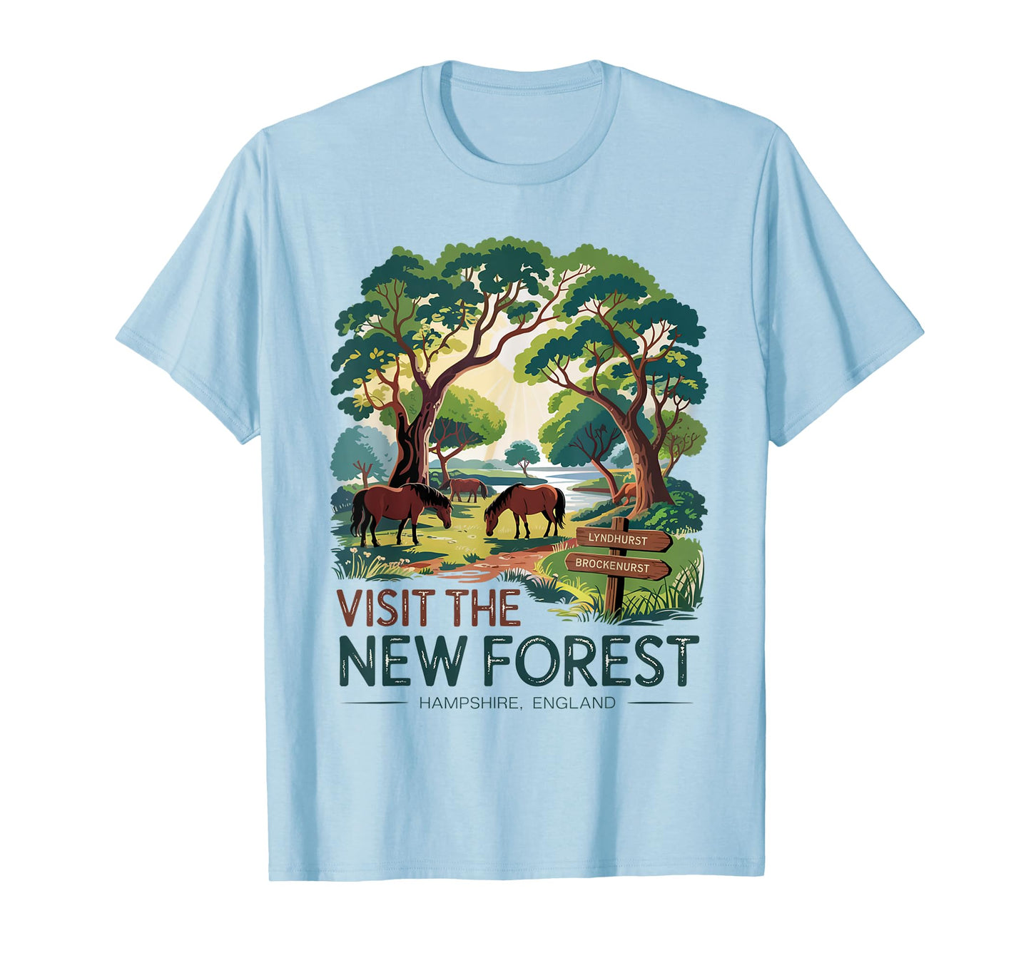 Visit the New Forest – Wild Ponies & Woodlands Scenic Design T-Shirt