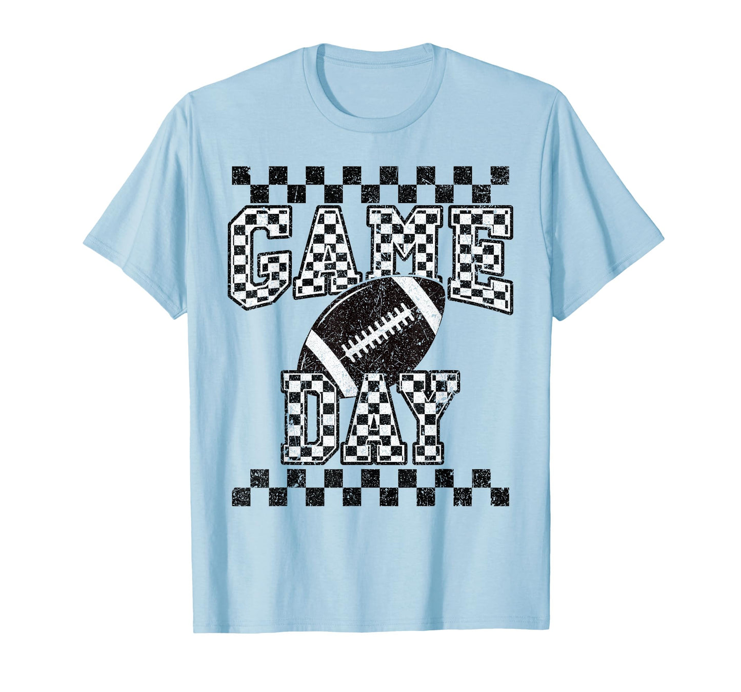 Retro Black White Football Season Checkered Game Day T-Shirt