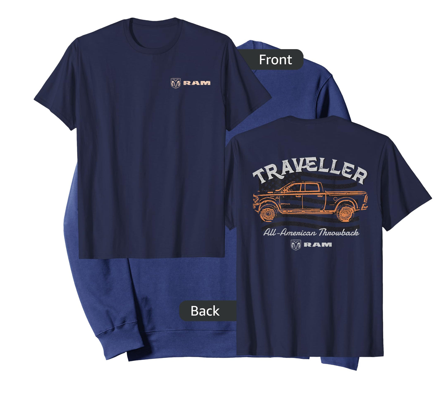RAM Trucks All-American Throwback - Light Print (Front/Back) T-Shirt