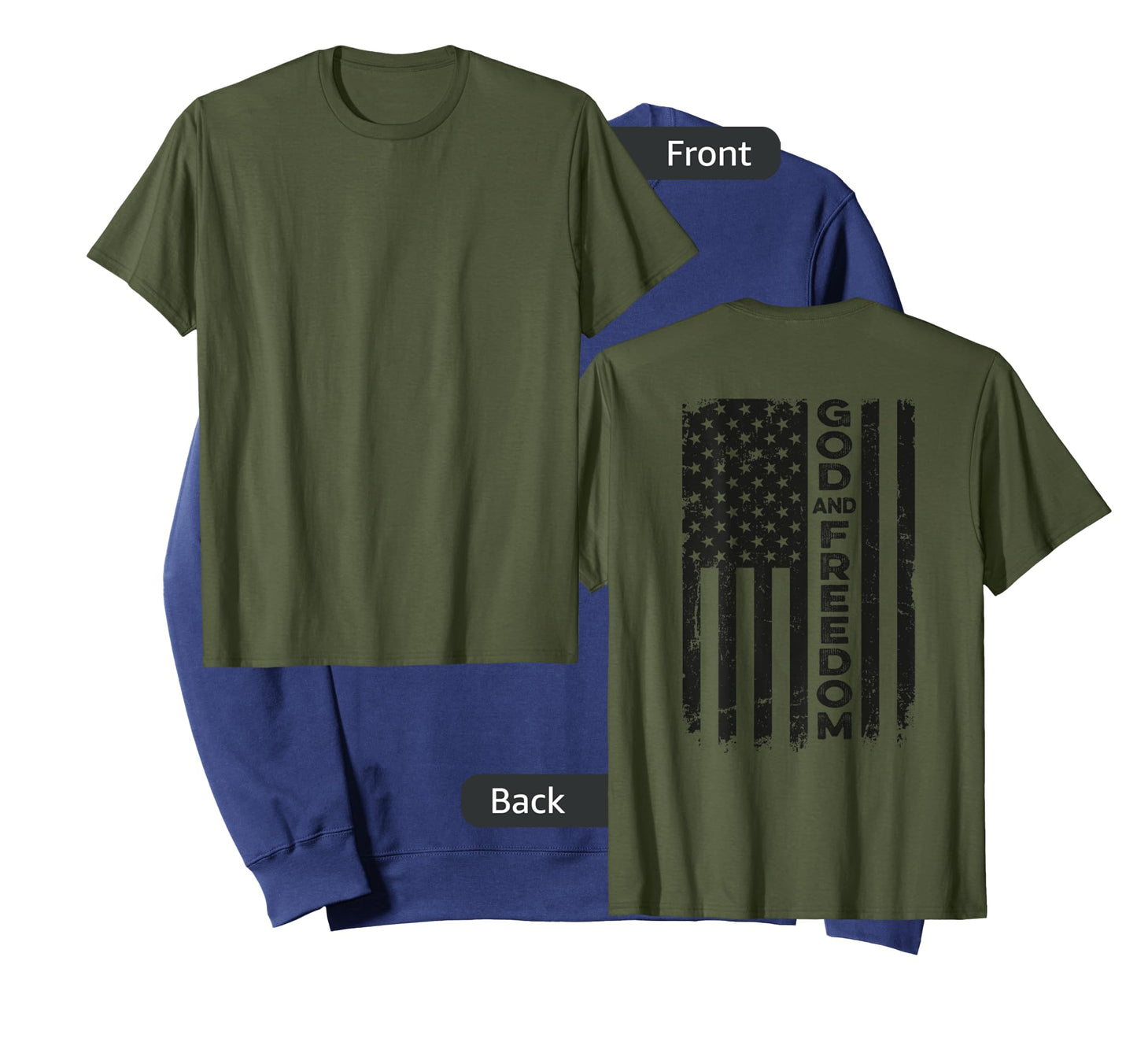 God And Country - USA Patriotic Christian Camo Flag -ON BACK T-Shirt