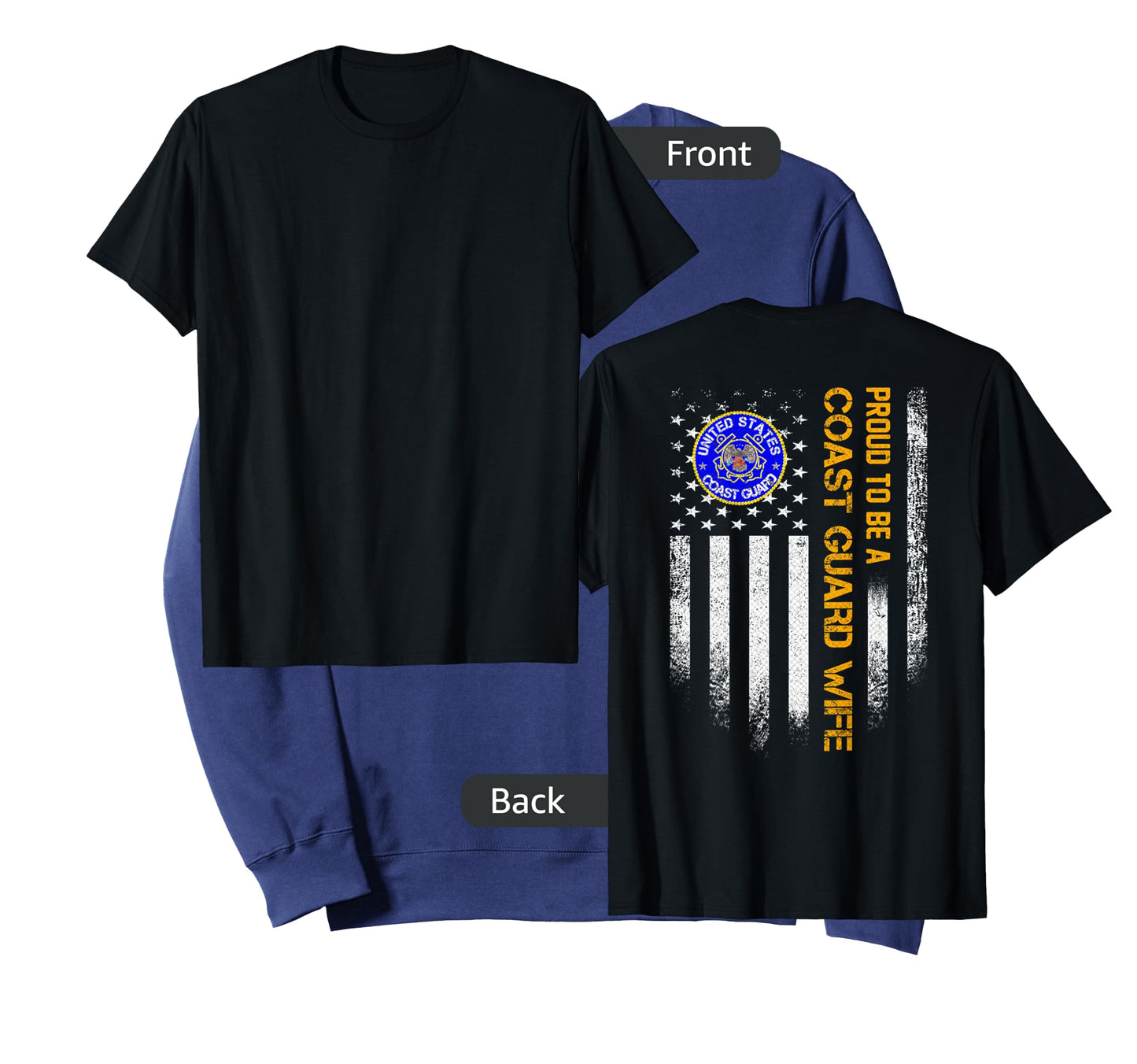 Vintage USA Flag Proud To Be A US Coast Guard Veteran Wife T-Shirt