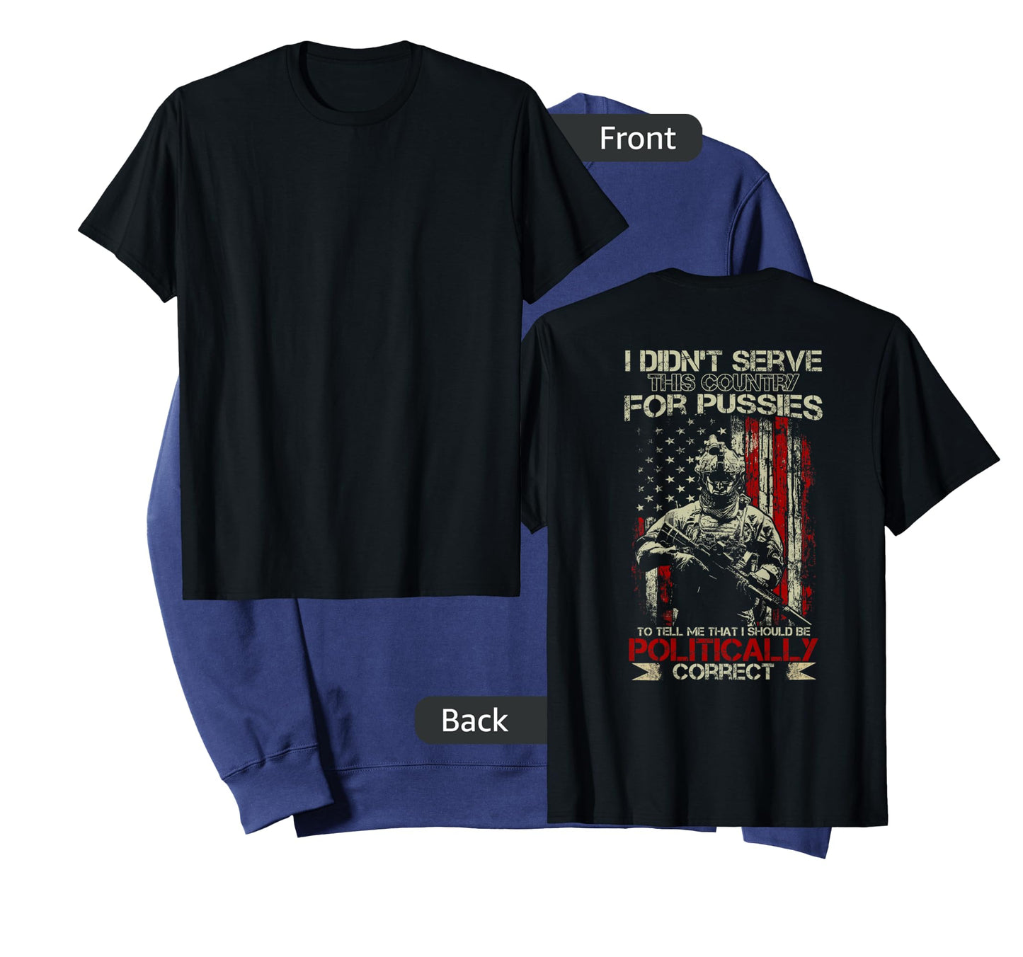 I Didn't Serve This Country For Pussies USA Flag on back T-Shirt for Women Men