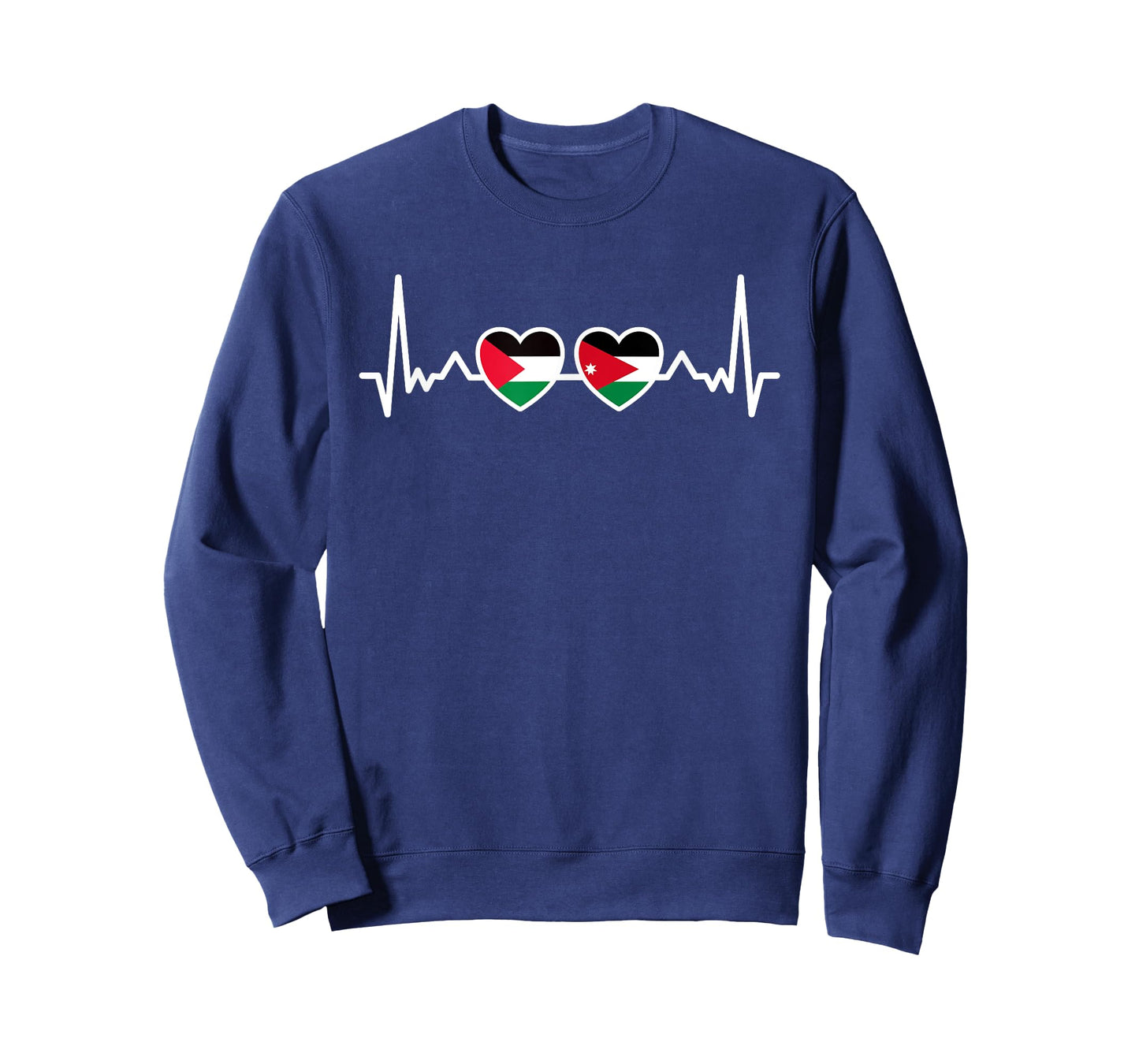 Jordan Palestine Flag Jordanian Palestinian Unity Heartbeat T-Shirt