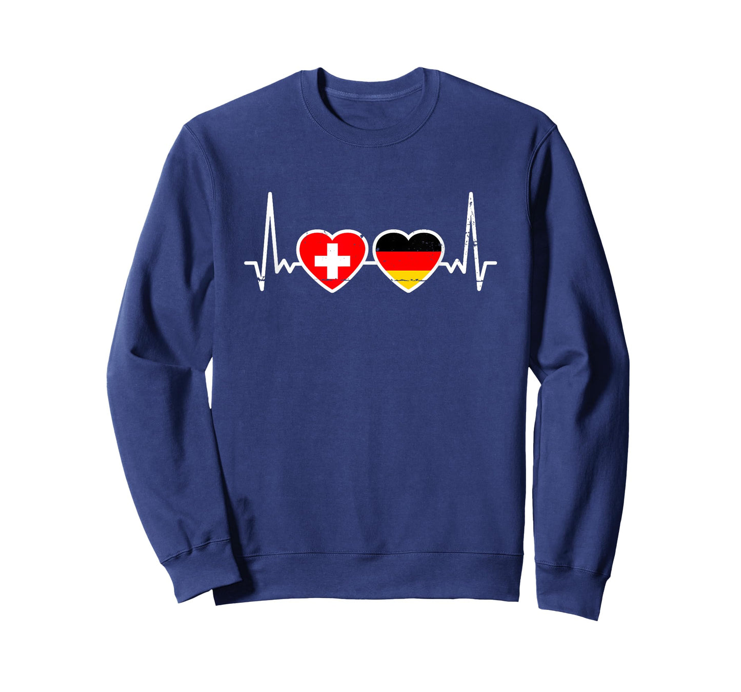 Switzerland Germany Vintage Heartbeat Flag German Swiss T-Shirt