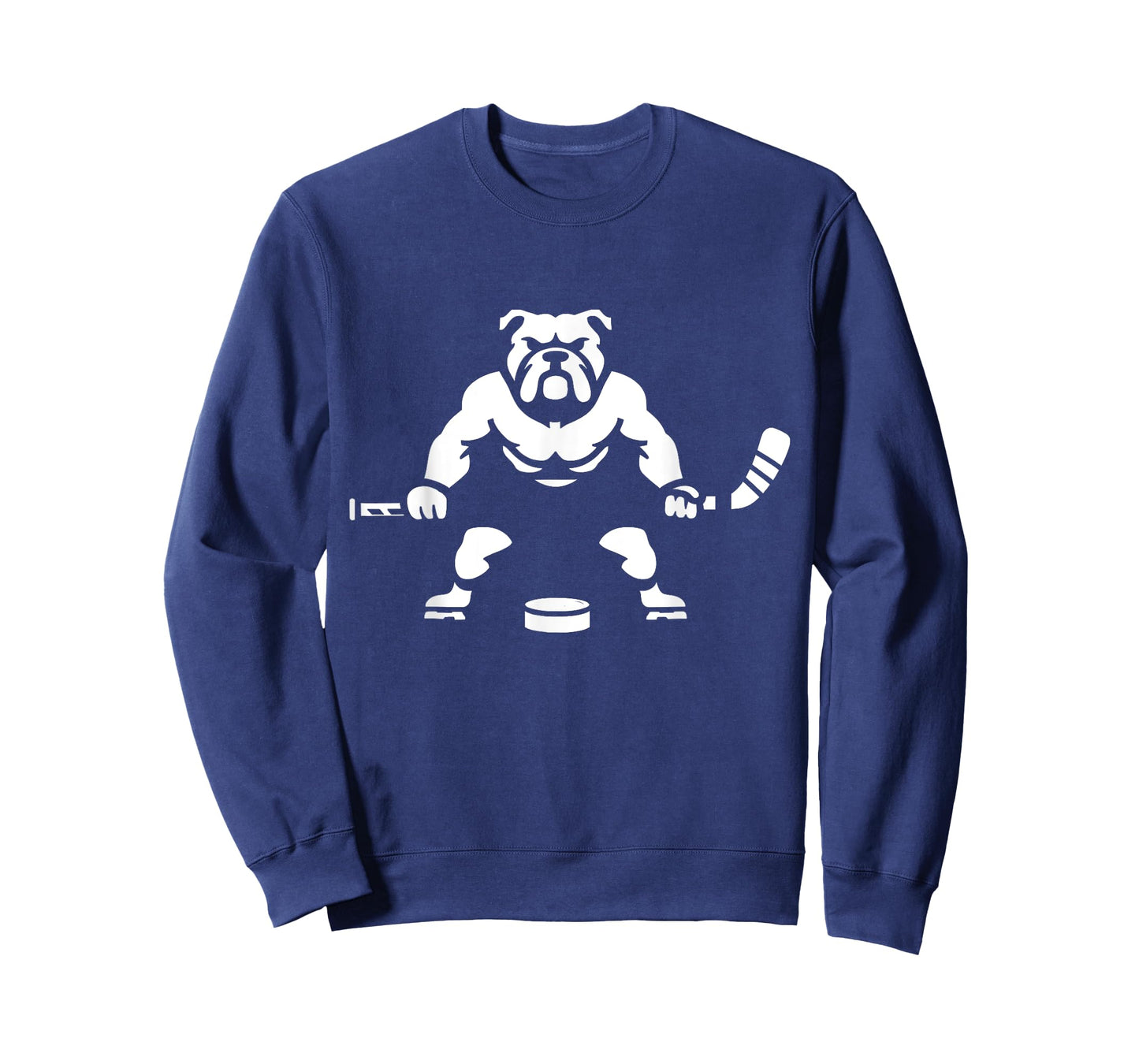 White Silhouette Dog Bulldog Ice Hockey Player T-Shirt