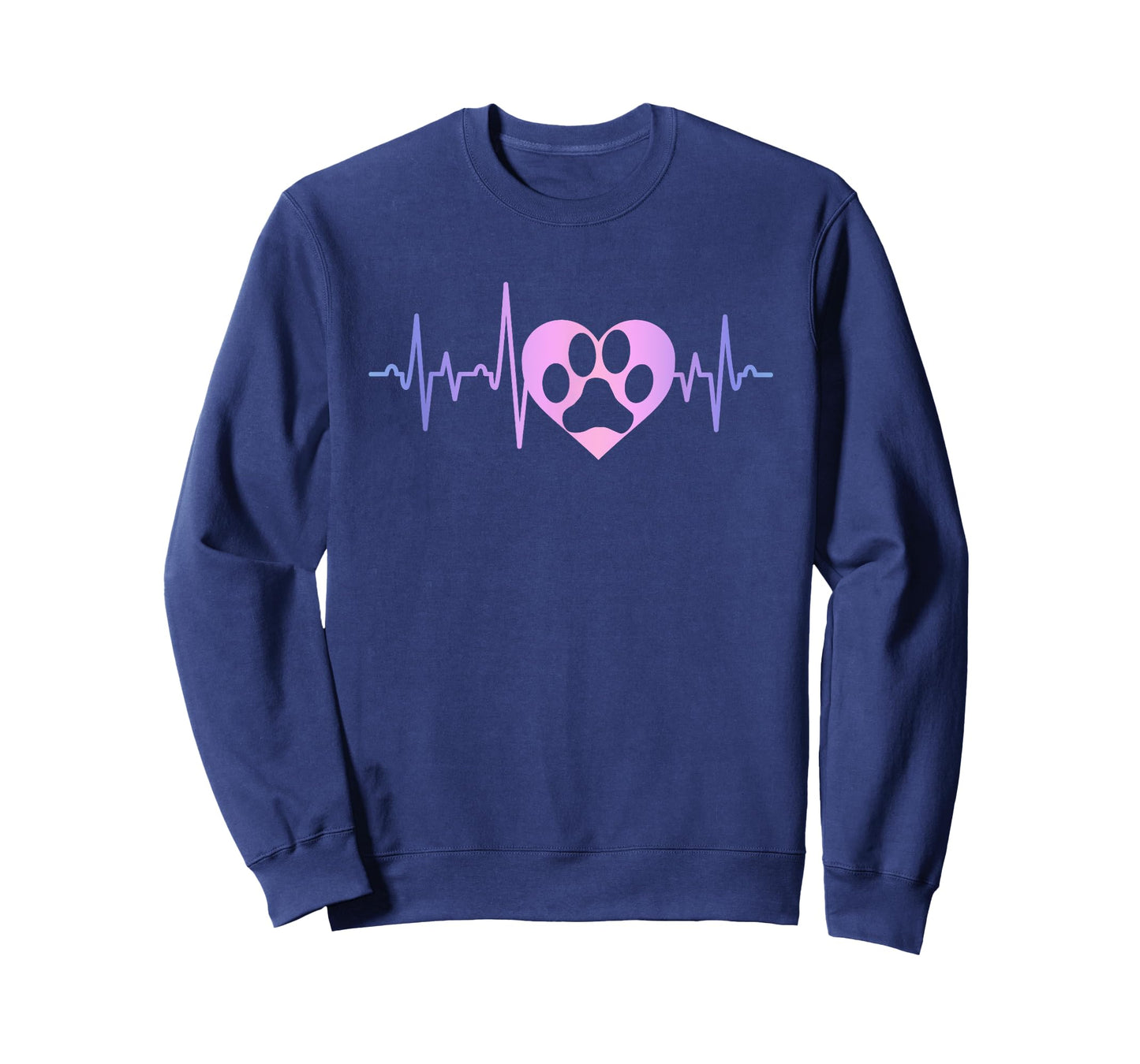Dog Paw Print Heartbeat EKG Funny Dog Lover Heart Graphic T-Shirt for Men Women Kids