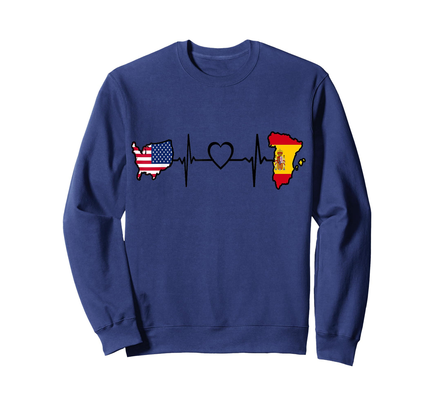 USA Spain Heartbeat Shirt Spanish American USA Flag T-Shirt