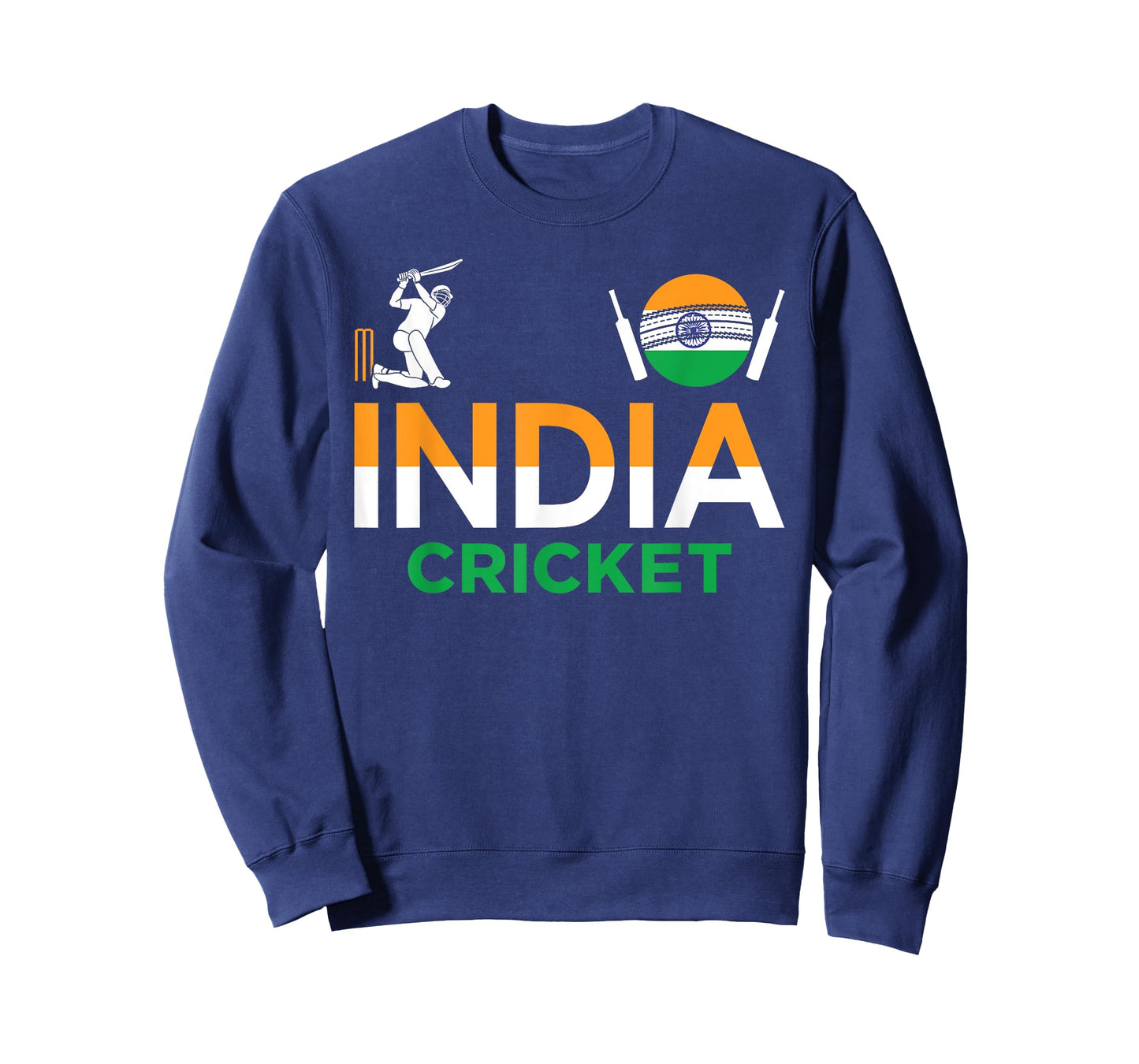 India Cricket Flag Tee For Lovers Of Cricket Game Cricketers T-Shirt, Small, Black