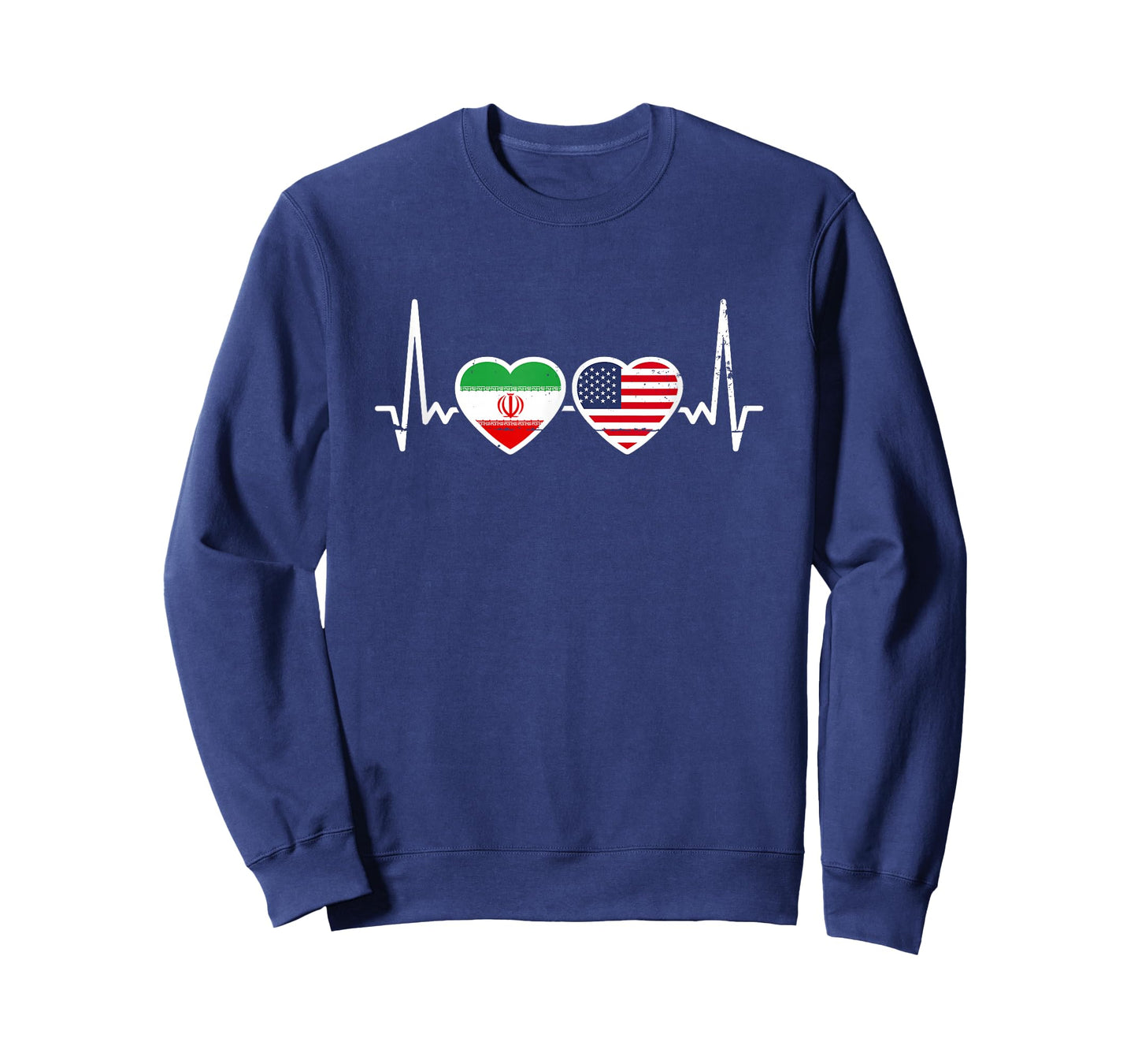 Iran USA Vintage Heartbeat Flag American Iranian T-Shirt