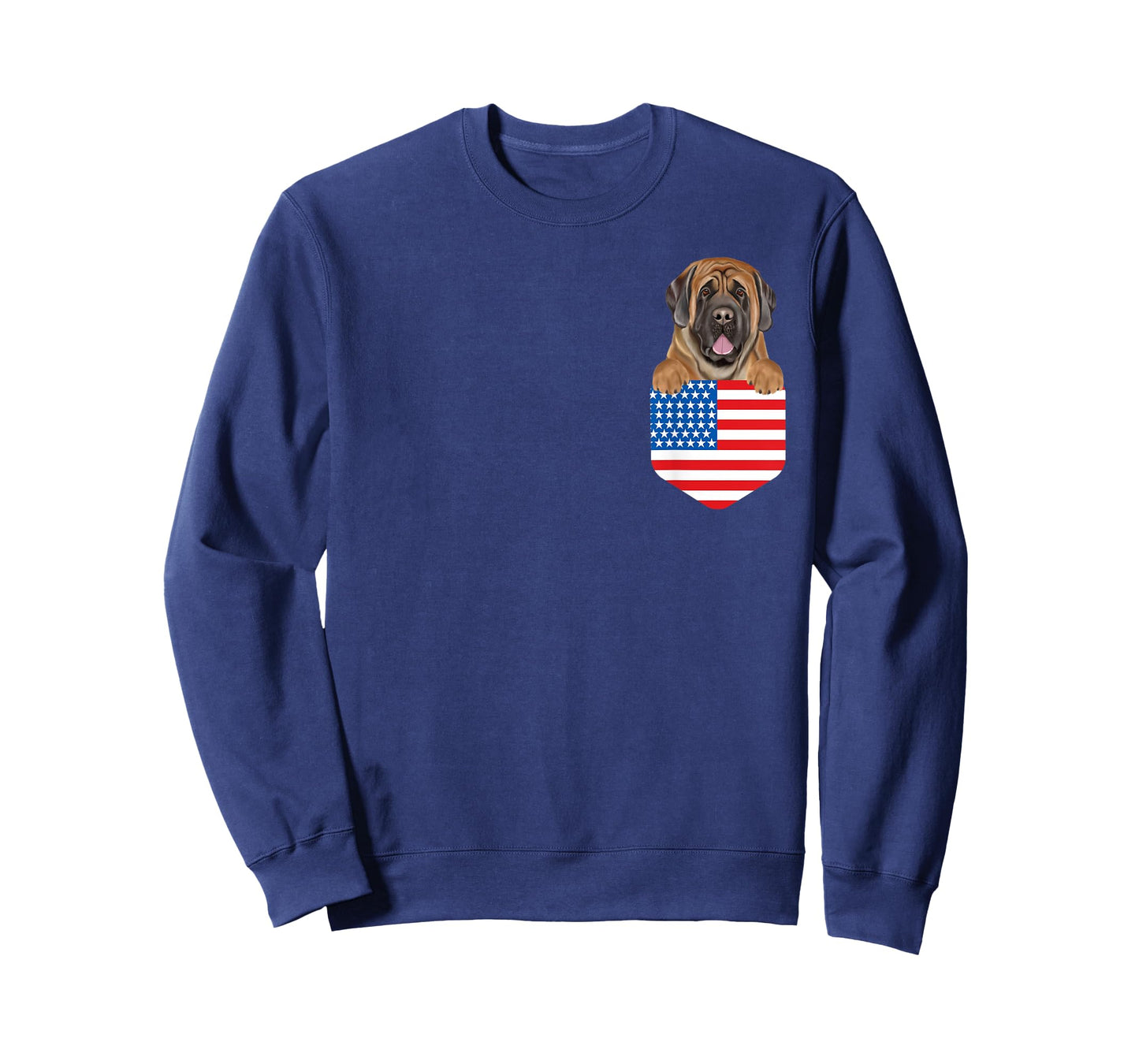 America Flag Mastiff Dog In Pocket T-Shirt