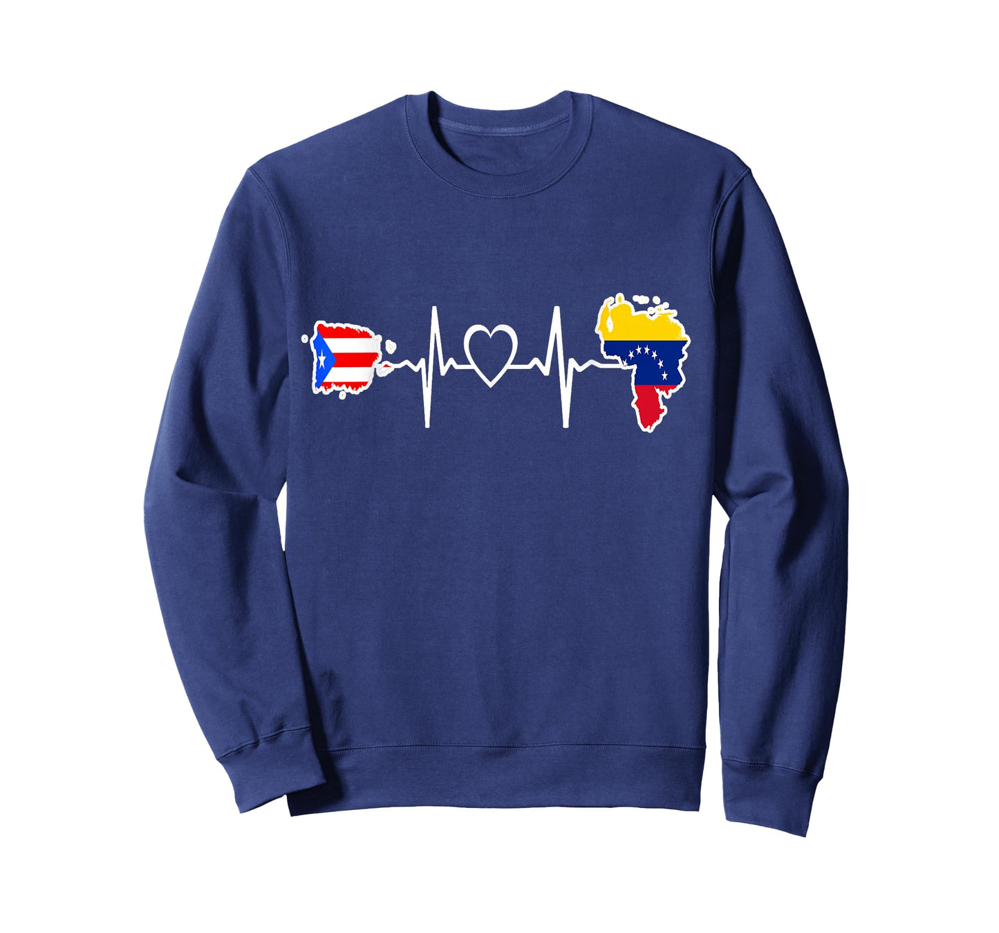 Puerto Rico Venezuela Flag Puerto Rican Venezuelan Heartbeat T-Shirt