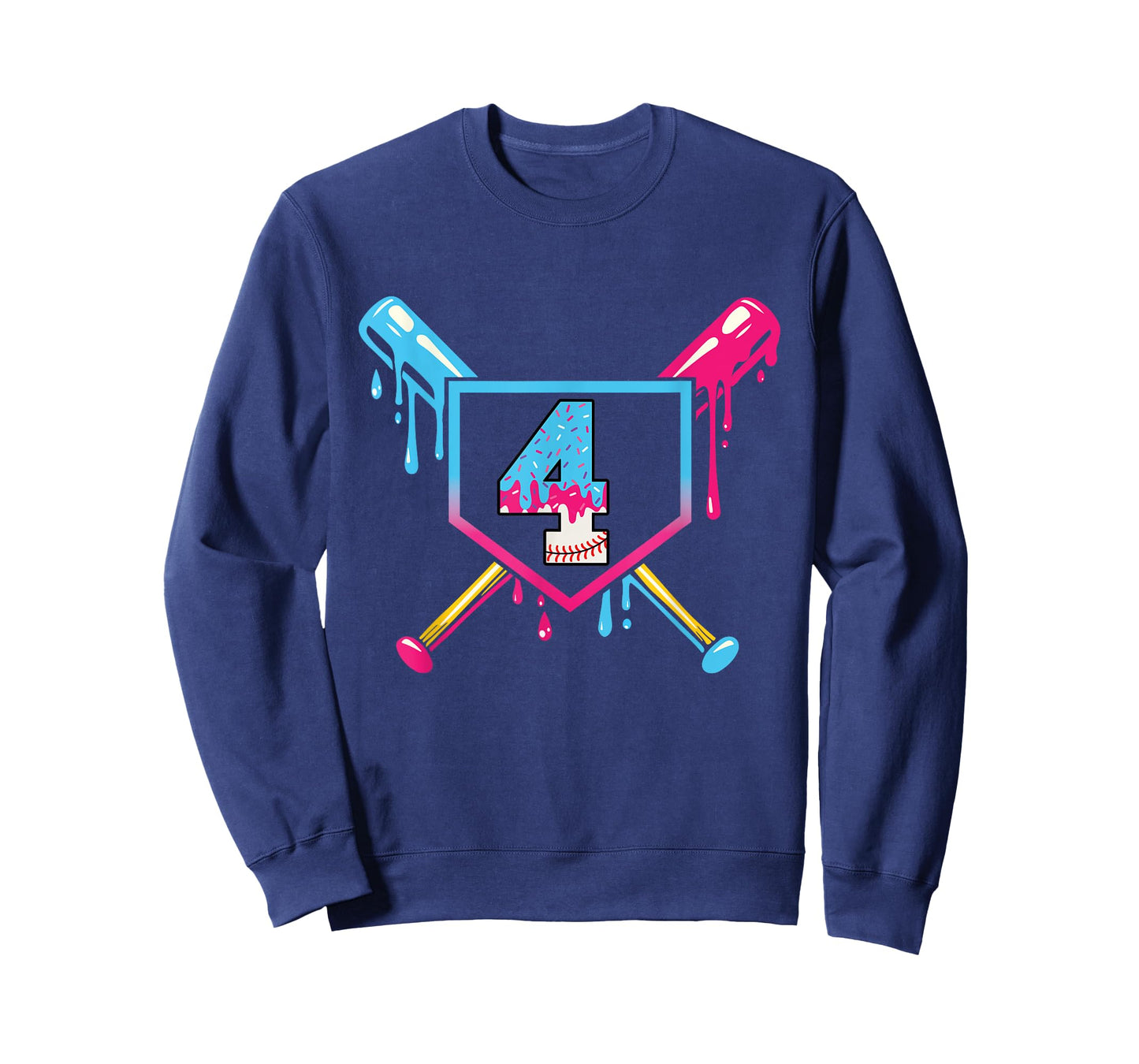Baseball 4 Year Old Ice Cream 4th Birthday Boy Number 4 T-Shirt