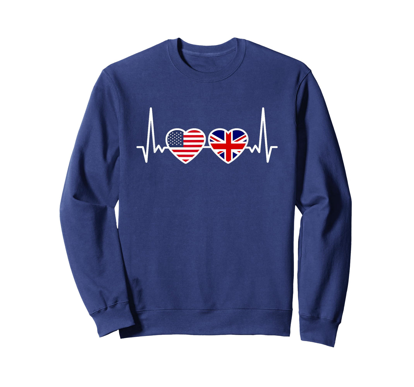 Great Britain USA Heartbeat Flag British Roots American T-Shirt