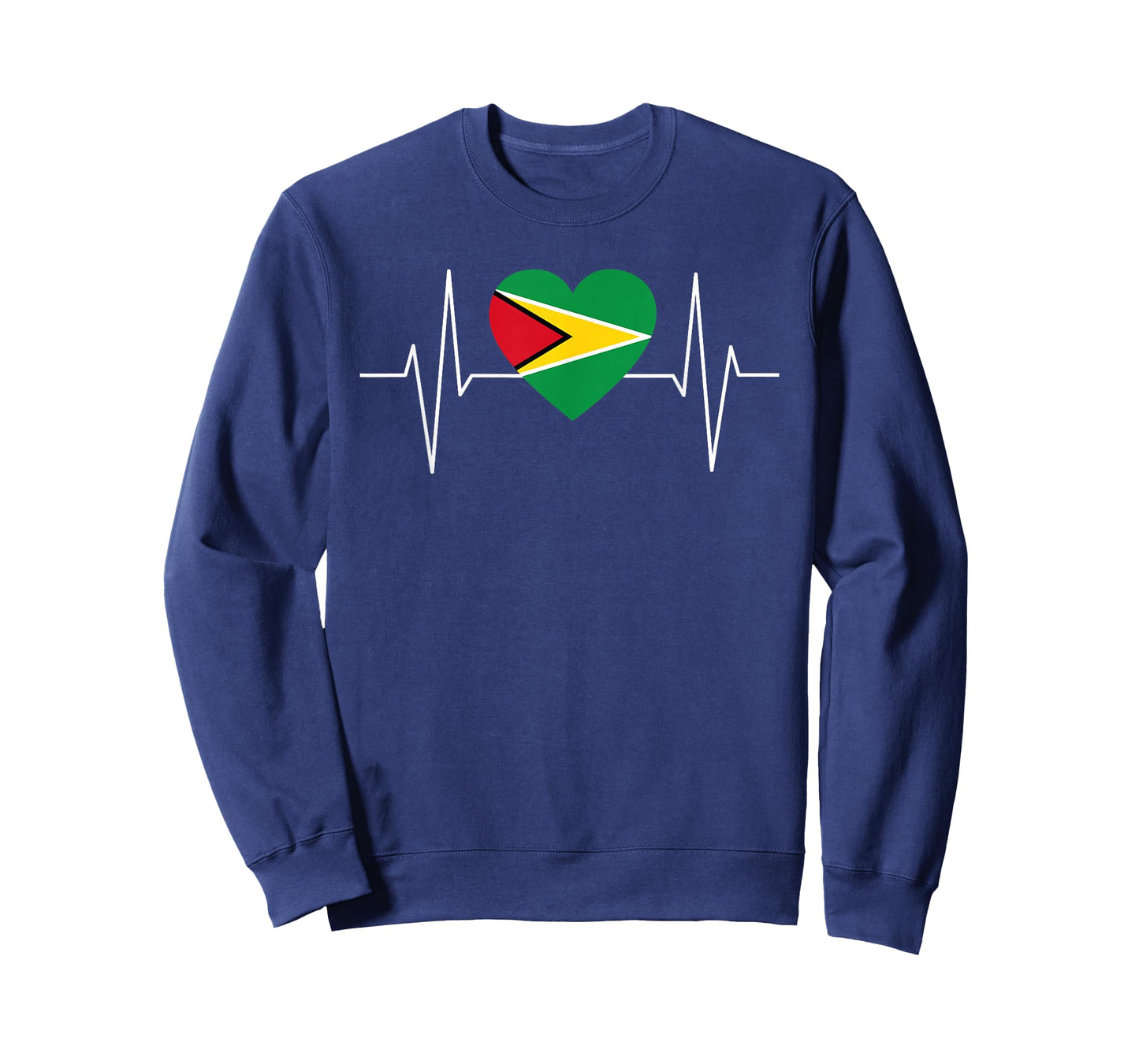 I Love Guyana Guyanese Heartbeat Flag Pride Print T-Shirt