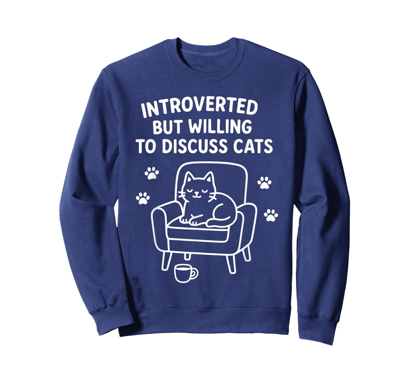 Introverted Cat Lover Funny Saying Cozy Chair and Coffee Paw T-Shirt